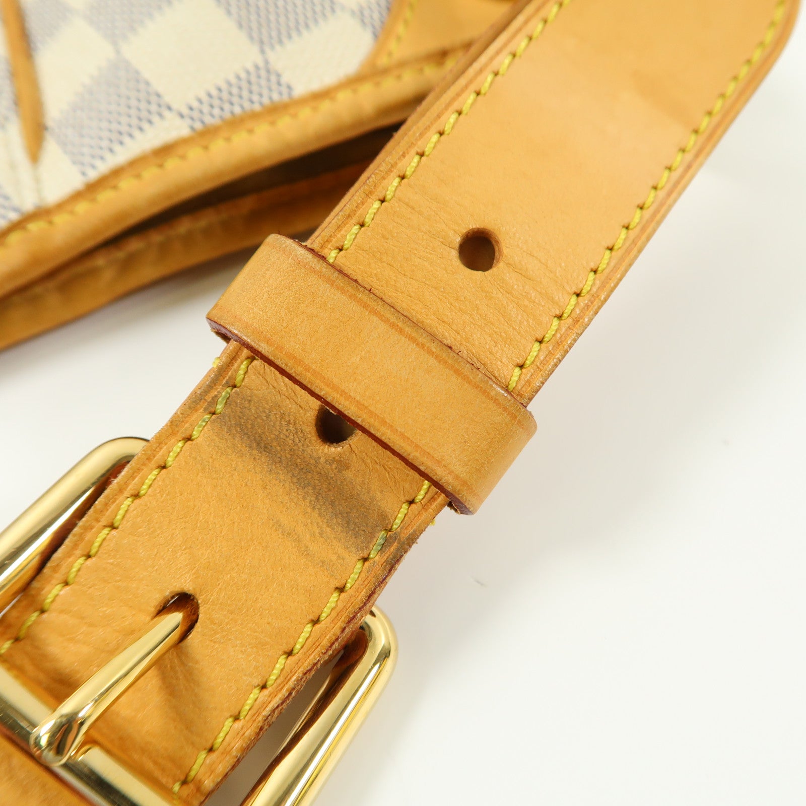 LOUIS VUITTON Damier Azur Galliera PM金扣肩背袋白色