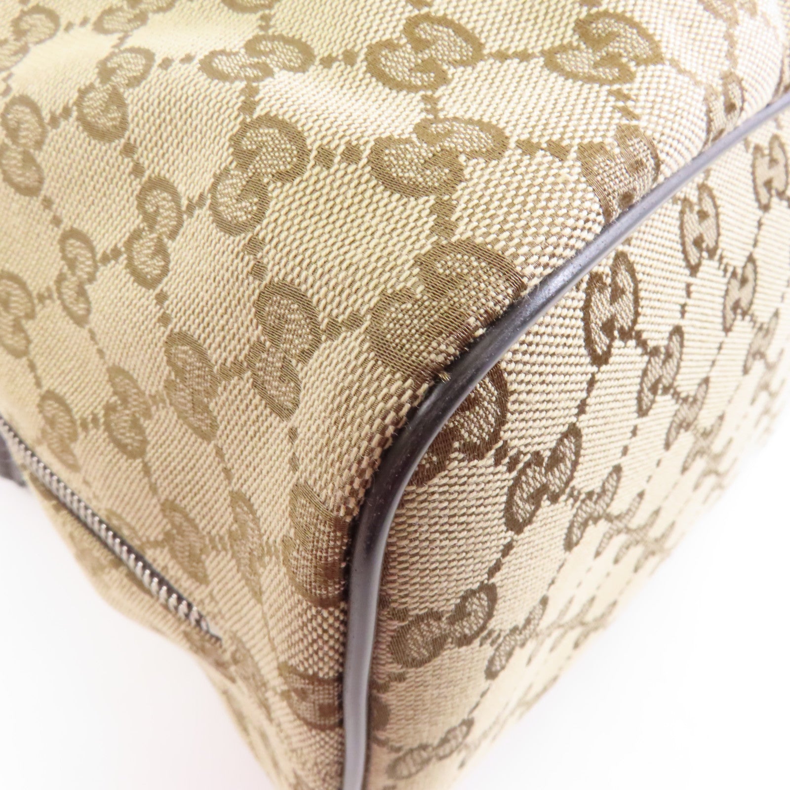 GUCCI 帆布Backpack銀扣背包棕色