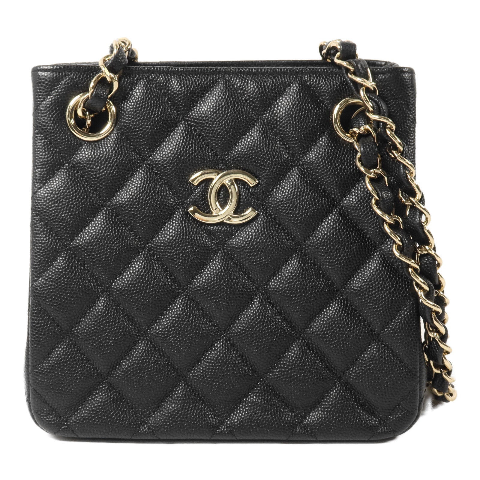 CHANEL 牛皮皮革Mini Bucket鏈帶肩背袋