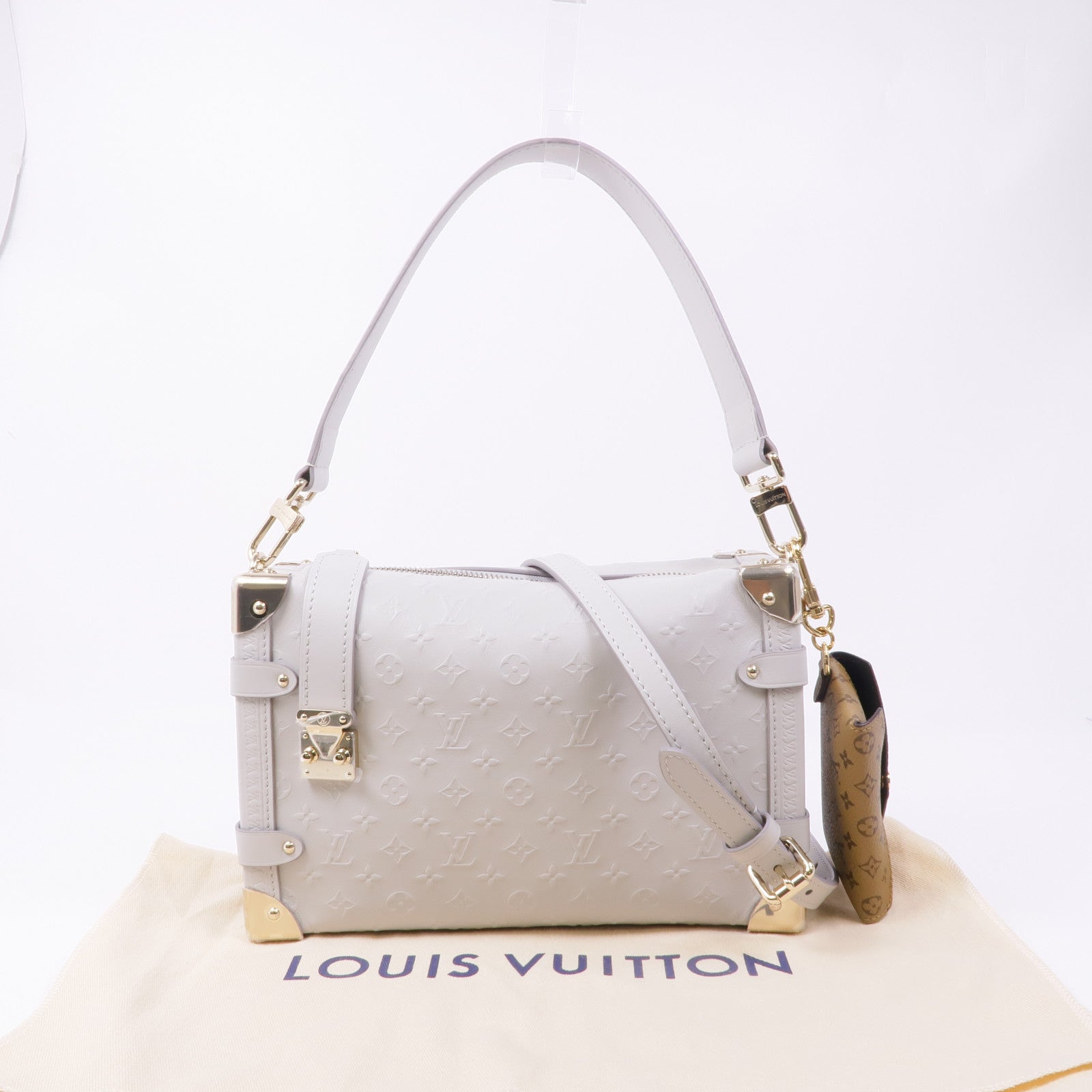 LOUIS VUITTON 牛皮皮革Side Trunk MM金扣手挽肩背兩用袋