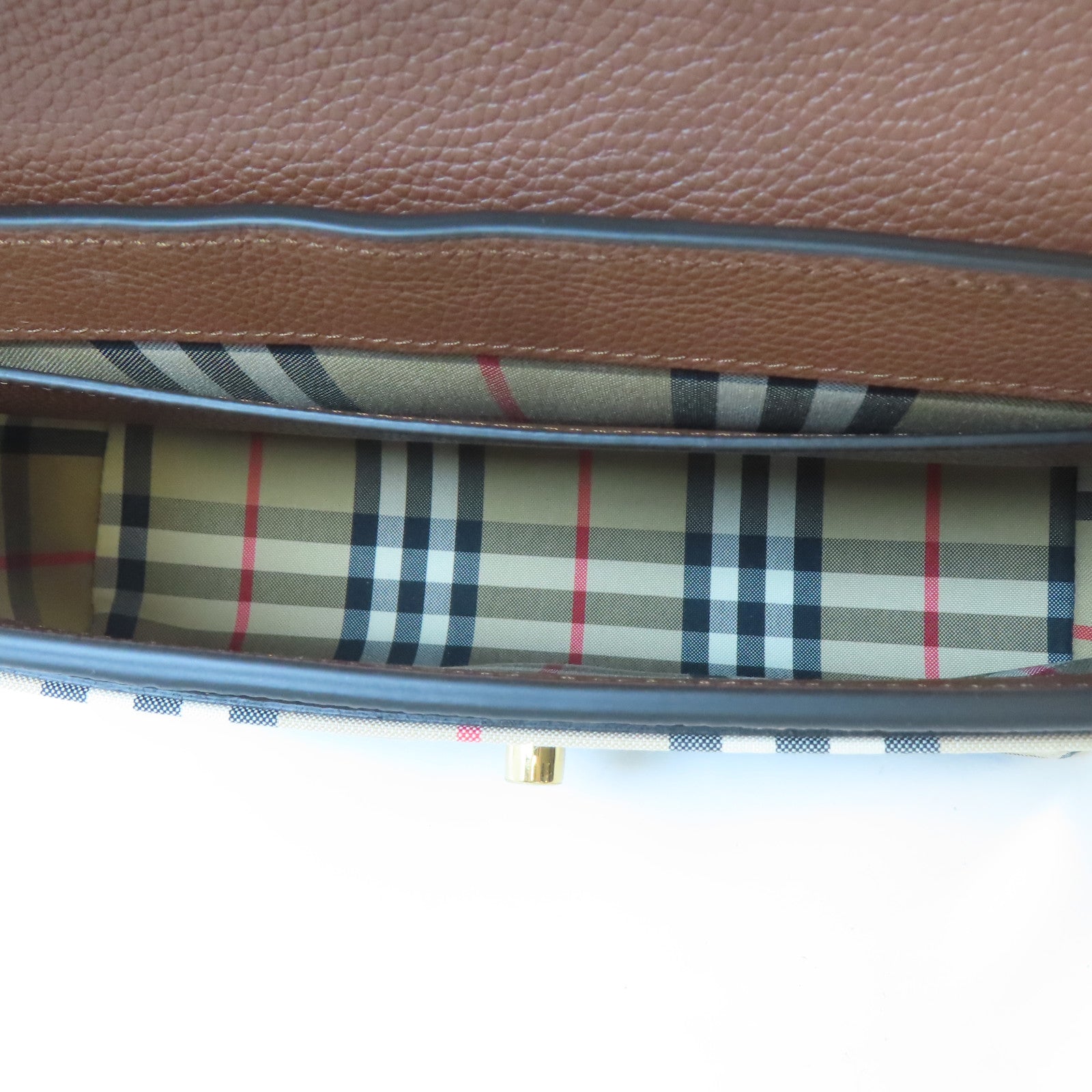 BURBERRY 牛皮皮革Shoulder Bag金扣肩背袋啡色