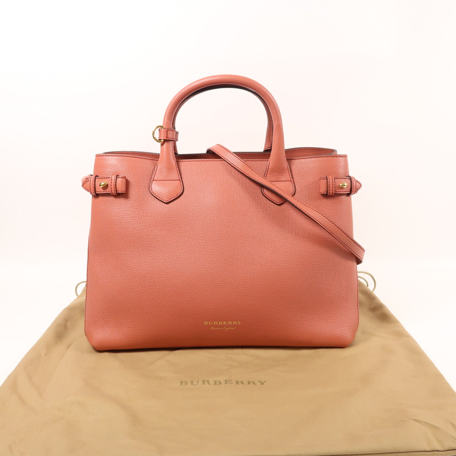 BURBERRY 牛皮皮革The Banner Bag金扣手挽肩背兩用袋