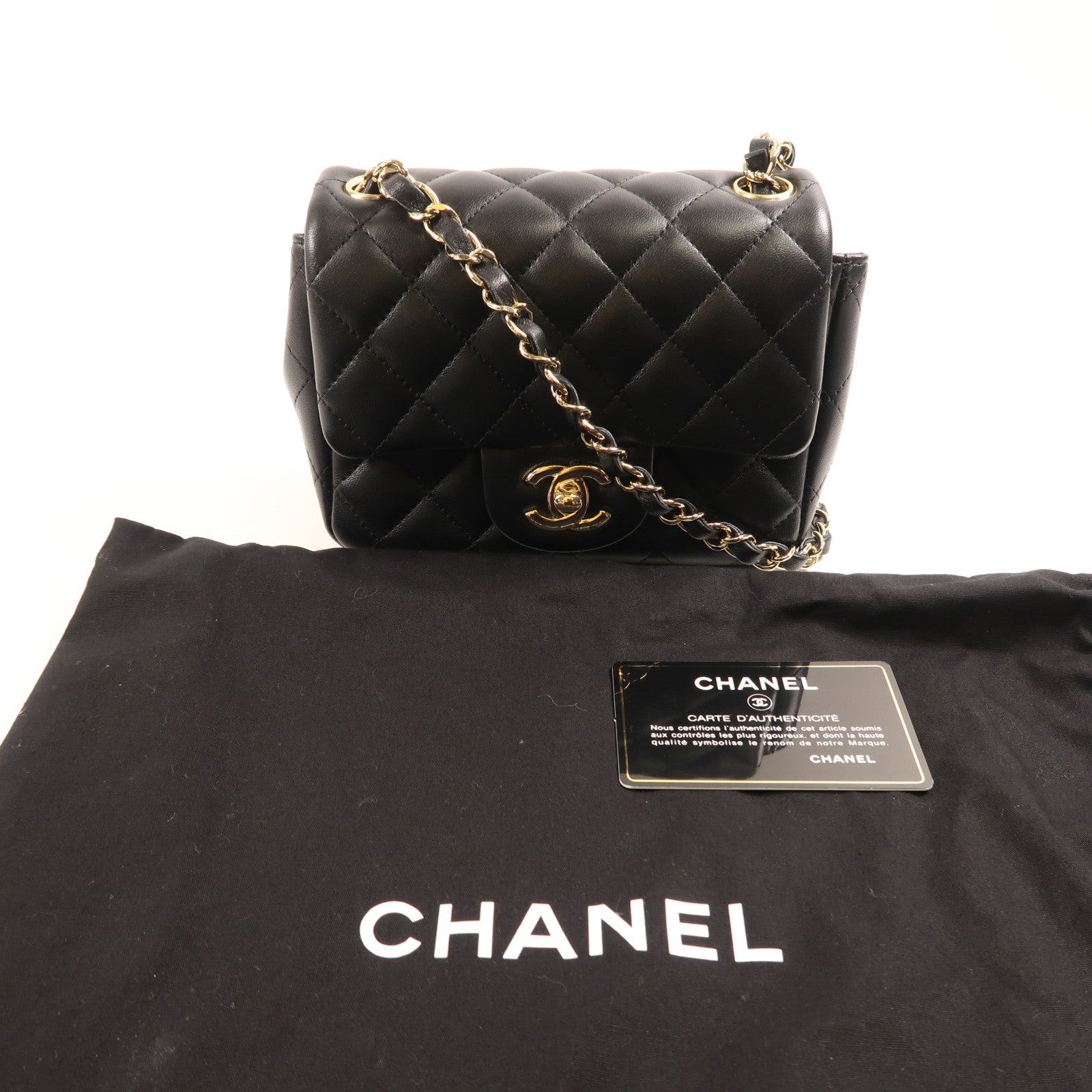 CHANEL 羊皮皮革Mini Classic 17銀扣鏈帶肩背袋