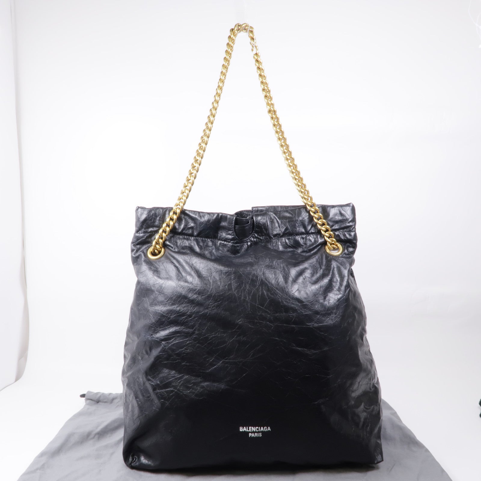 BALENCIAGA 牛皮皮革Crush Tote金扣鏈帶肩背袋