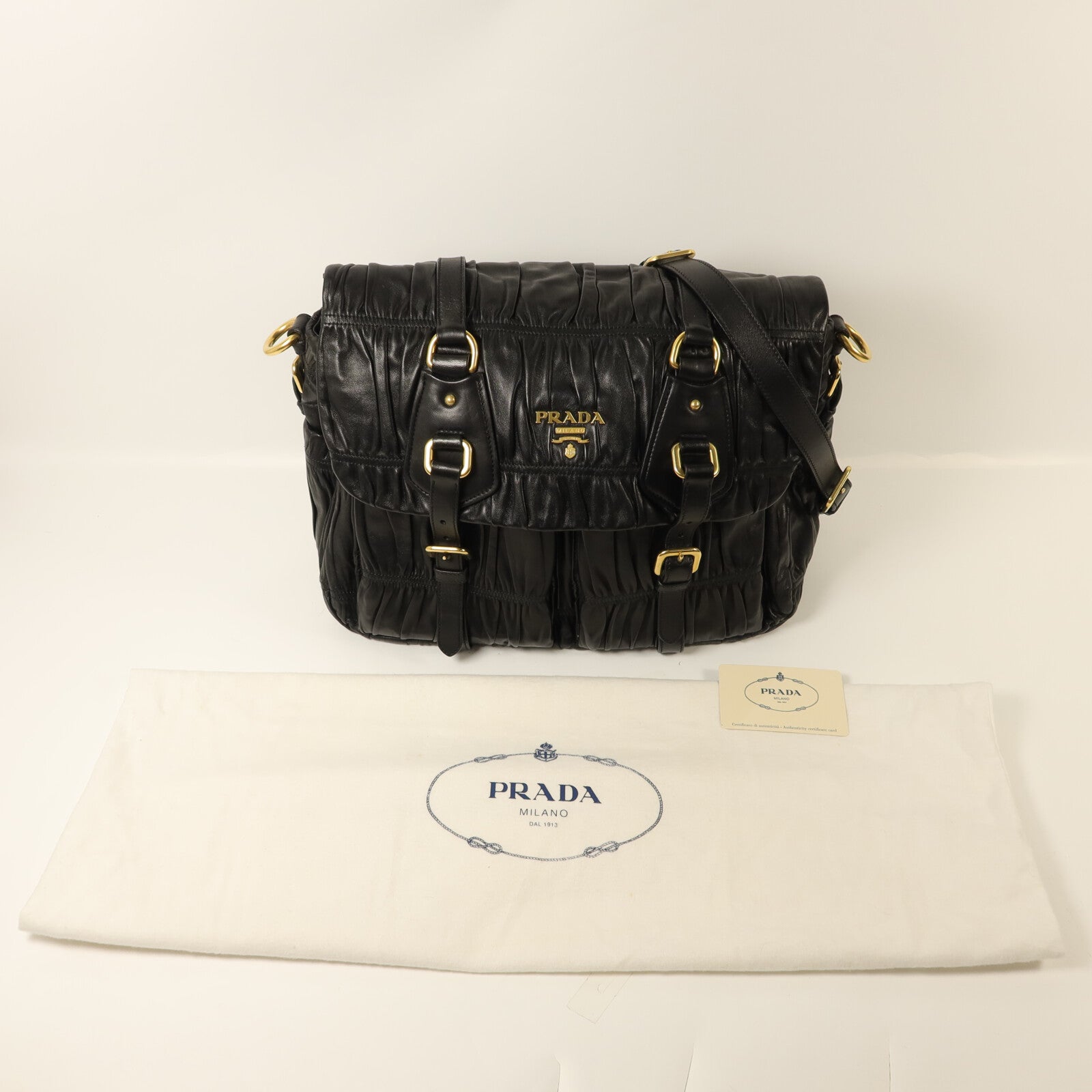 PRADA 牛皮皮革Gaufre Messenger Bag肩背袋