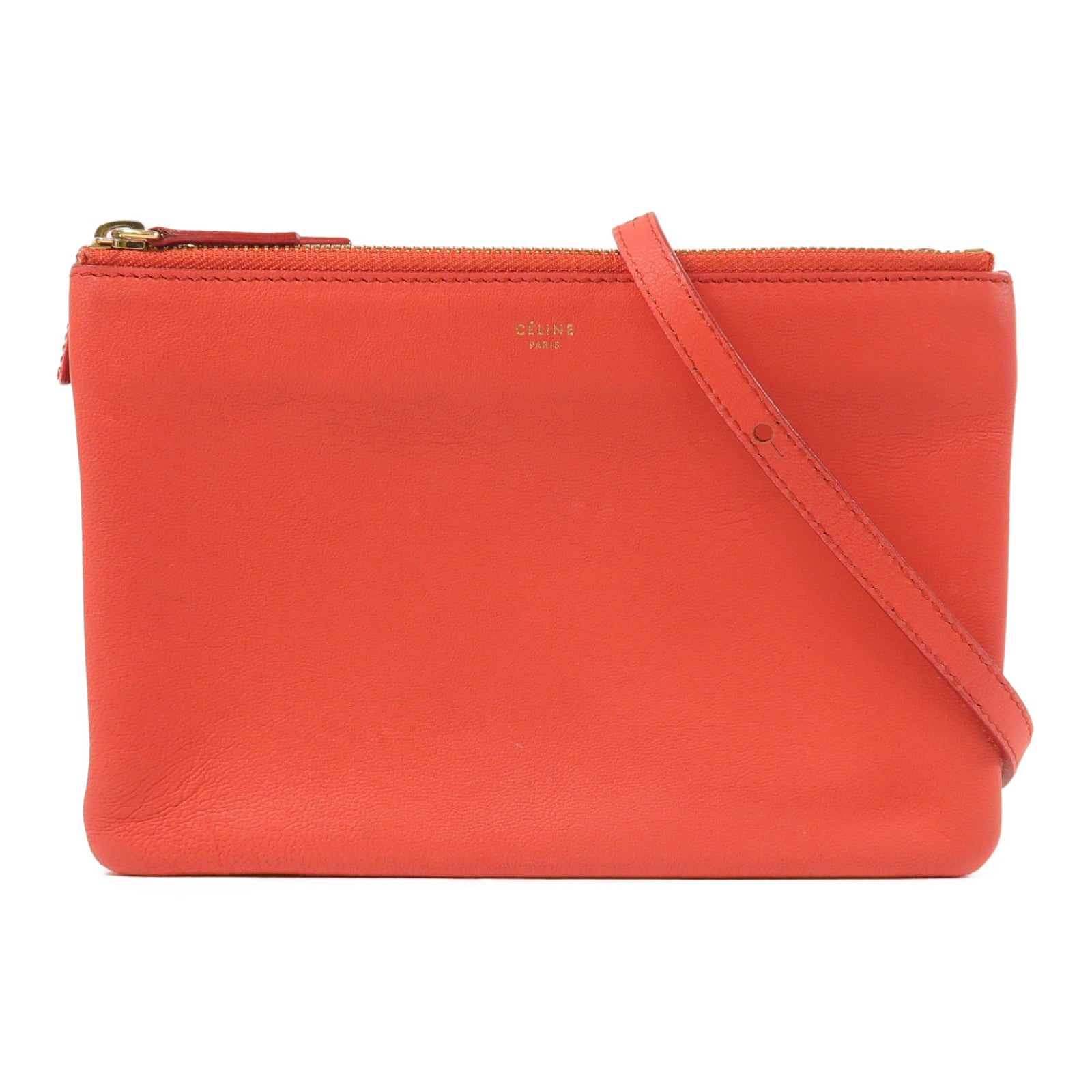 CELINE 【激減優惠】羊皮皮革Trio金扣肩背袋