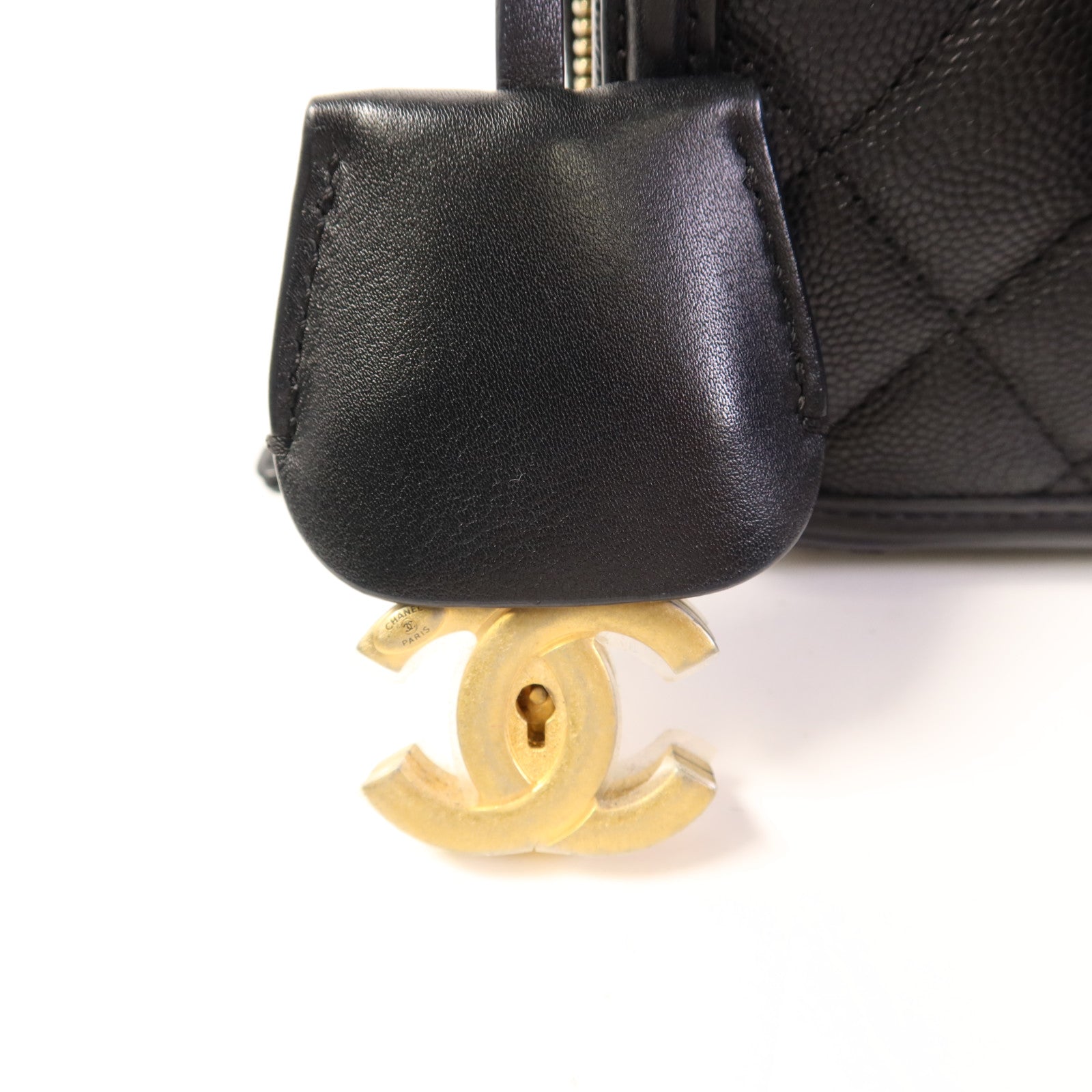 CHANEL 牛皮皮革Vanity Case金扣手挽肩背兩用袋