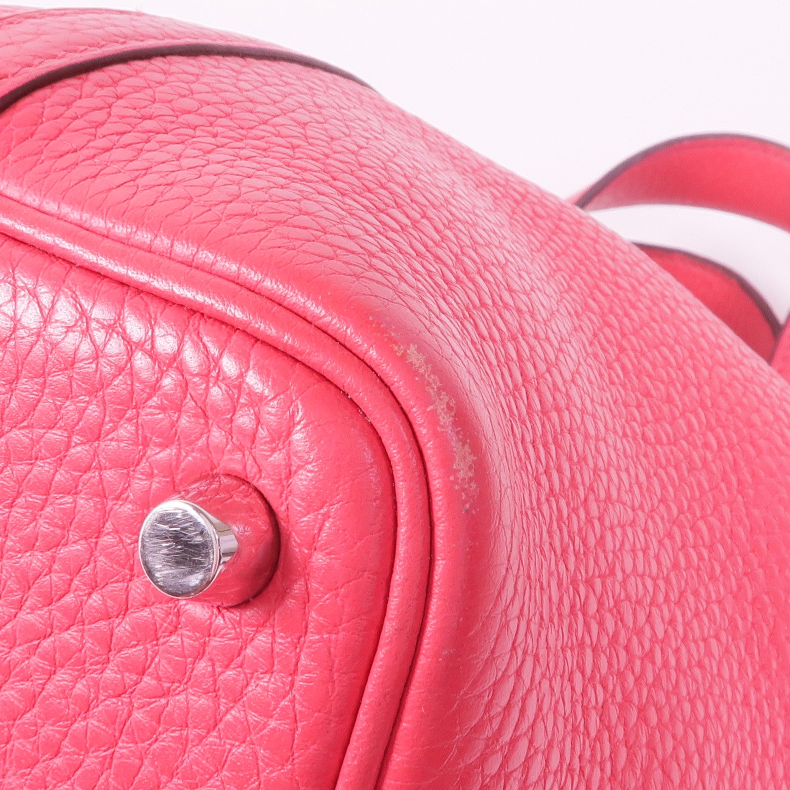 HERMES Clemence皮革Picotin PM銀扣手挽袋Rose Extreme