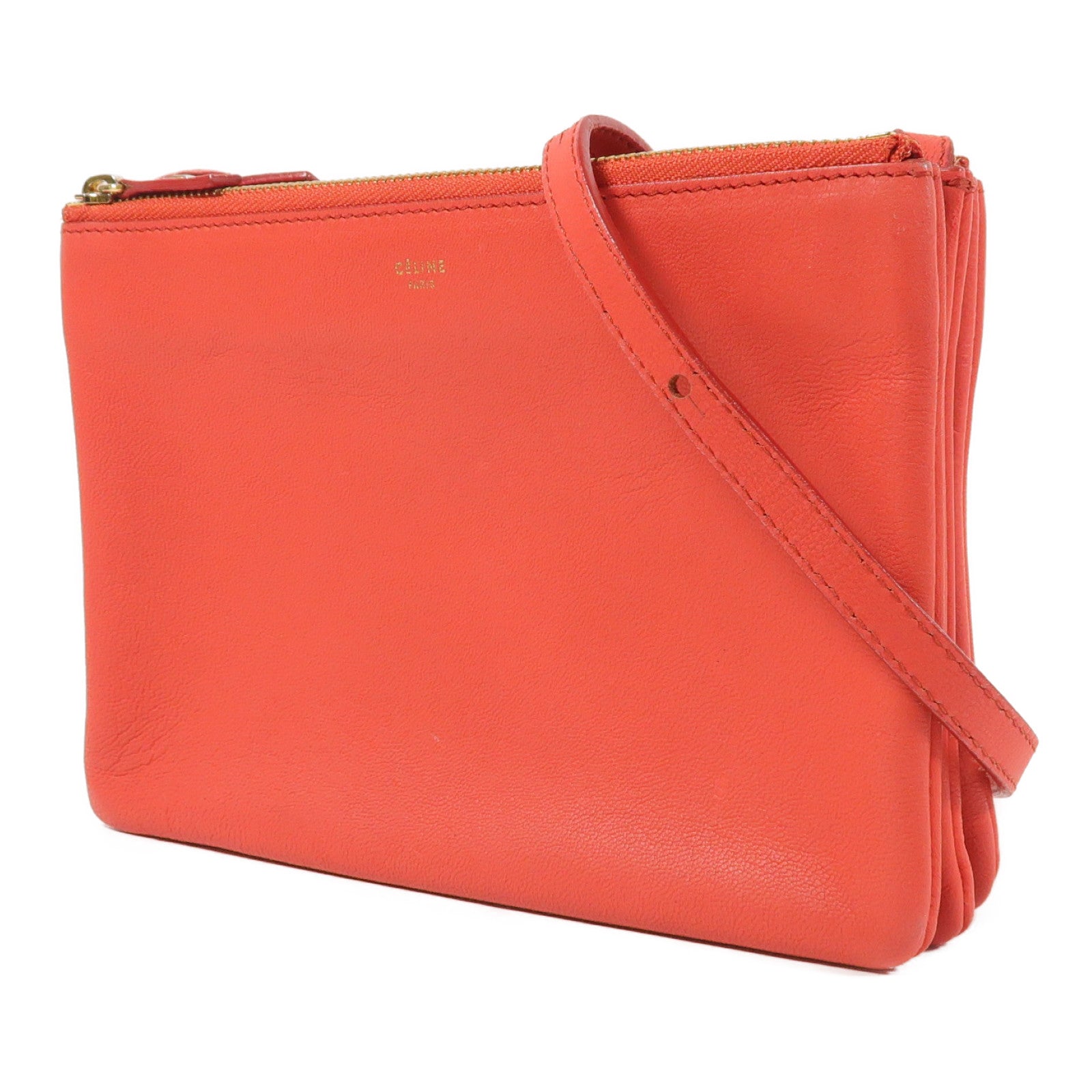 CELINE 羊皮皮革Trio金扣肩背袋