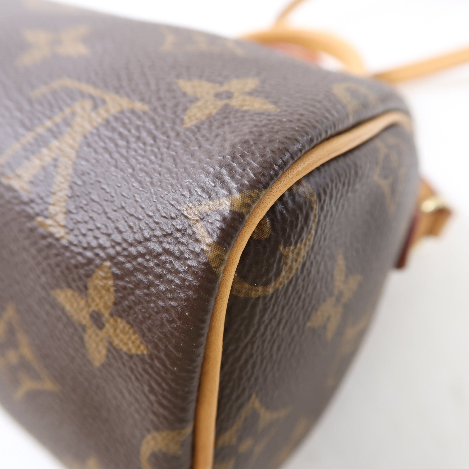 LOUIS VUITTON Monogram Nano Speedy金扣手挽肩背兩用袋棕色