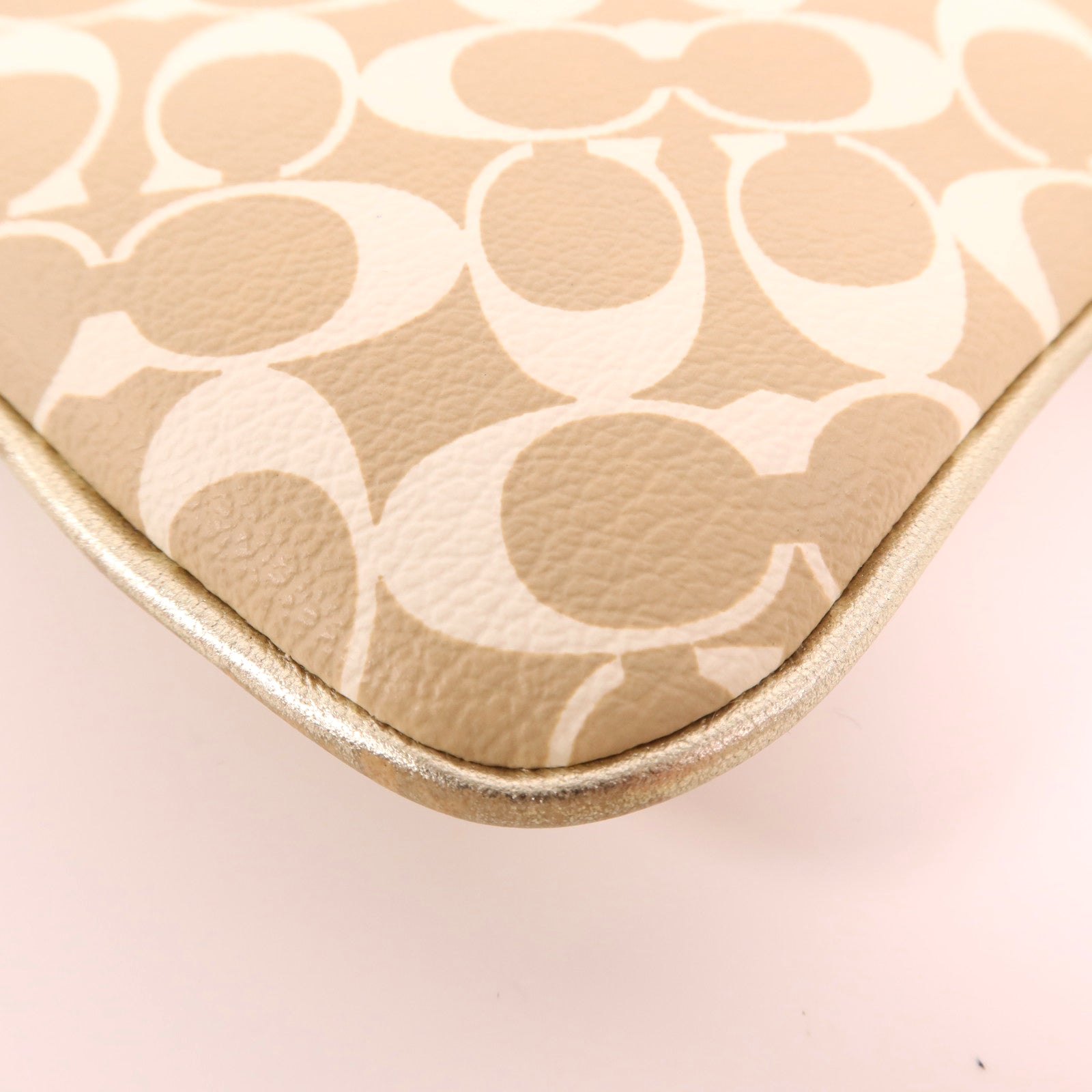 COACH 塗層帆布Pouch銀扣手拿包