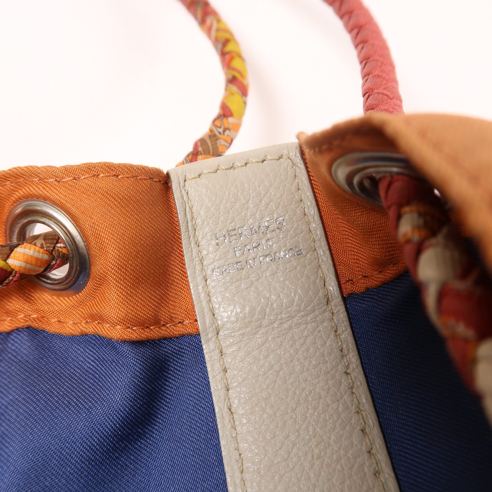 HERMES 絲質Soie Cool銀扣背包橙色