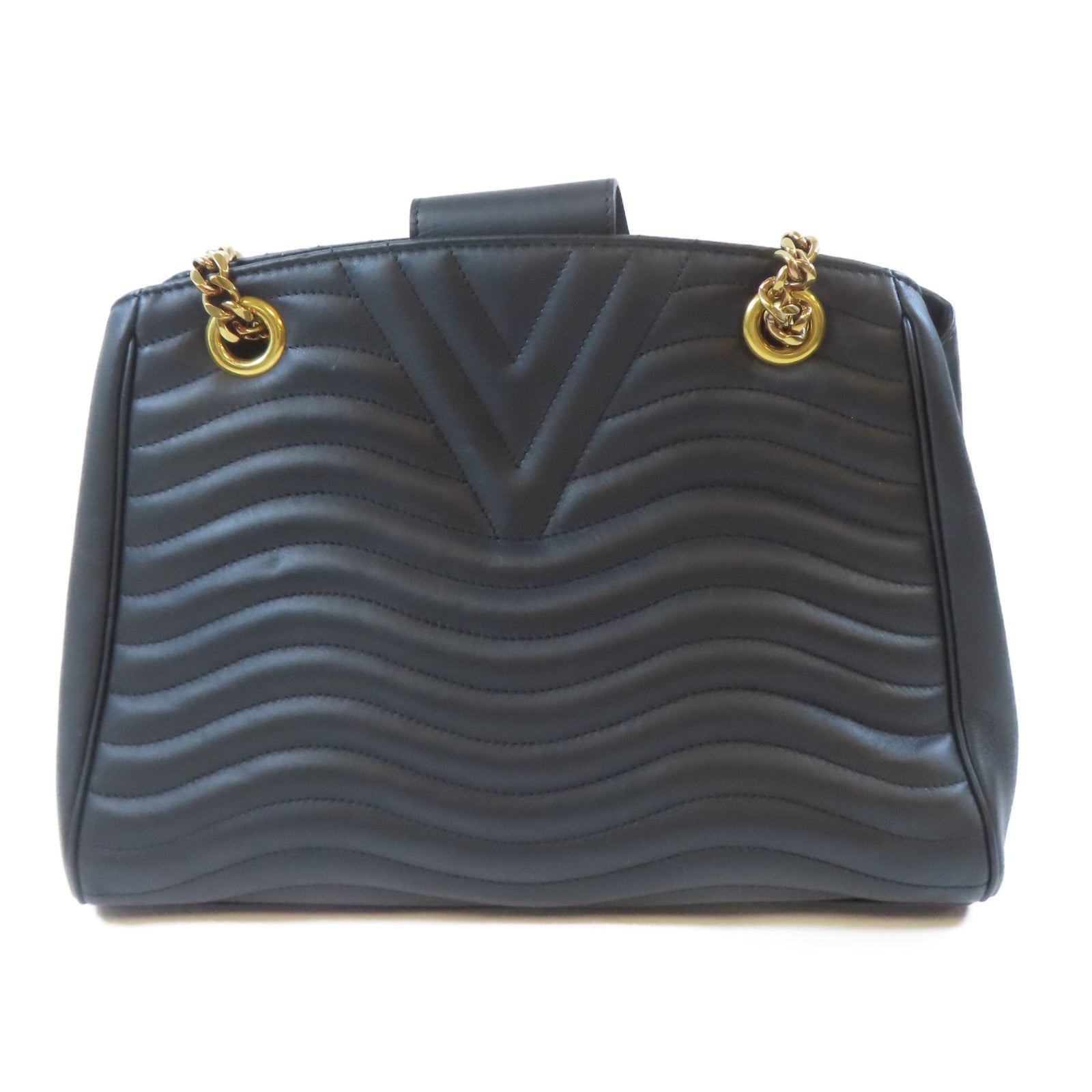 LOUIS VUITTON 牛皮皮革New Wave Tote金扣鏈帶肩背袋黑色