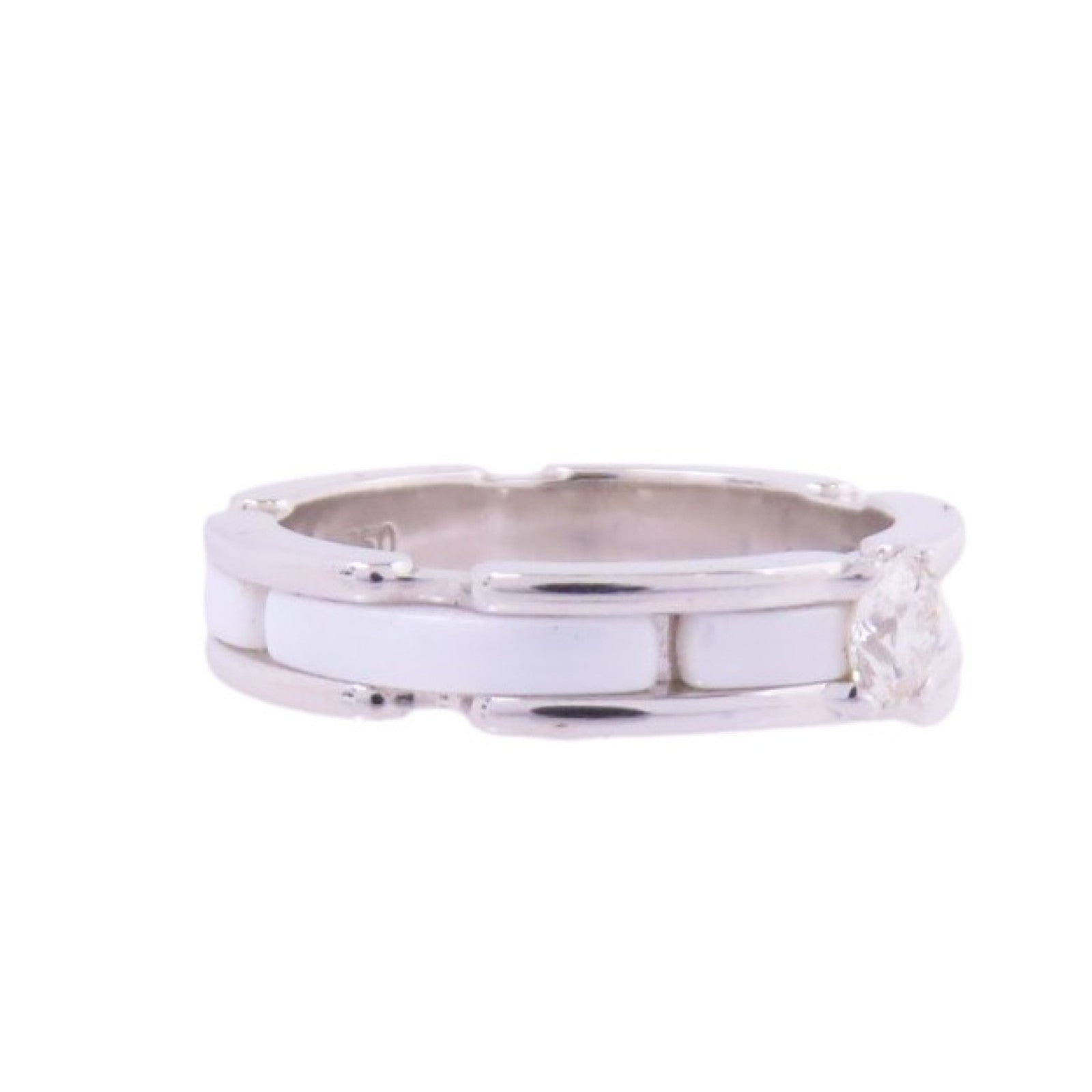 CHANEL 18K白金/陶瓷Diamond Ultra Ring戒指#51/US#5.25