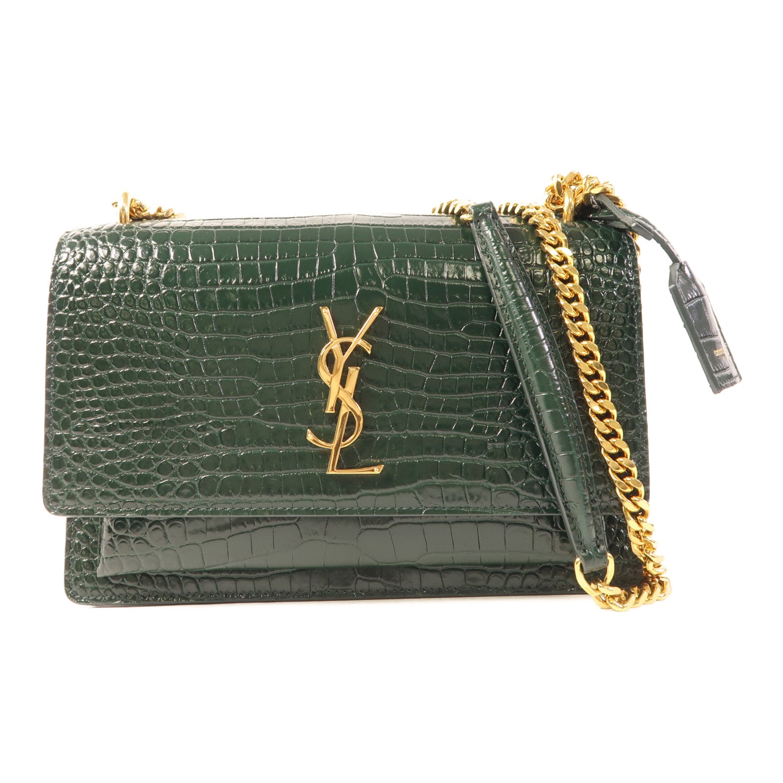 SAINT LAURENT 牛皮皮革Sunset Medium金扣鏈帶肩背袋