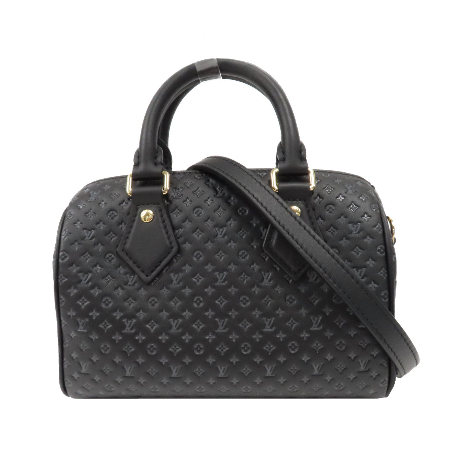LOUIS VUITTON Nanogram Speedy Bandouliere 20金扣手挽肩背兩用袋黑色