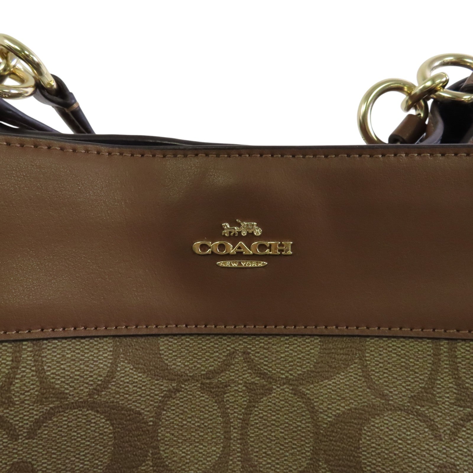 COACH 塗層帆布Shoulder Bag金扣肩背袋