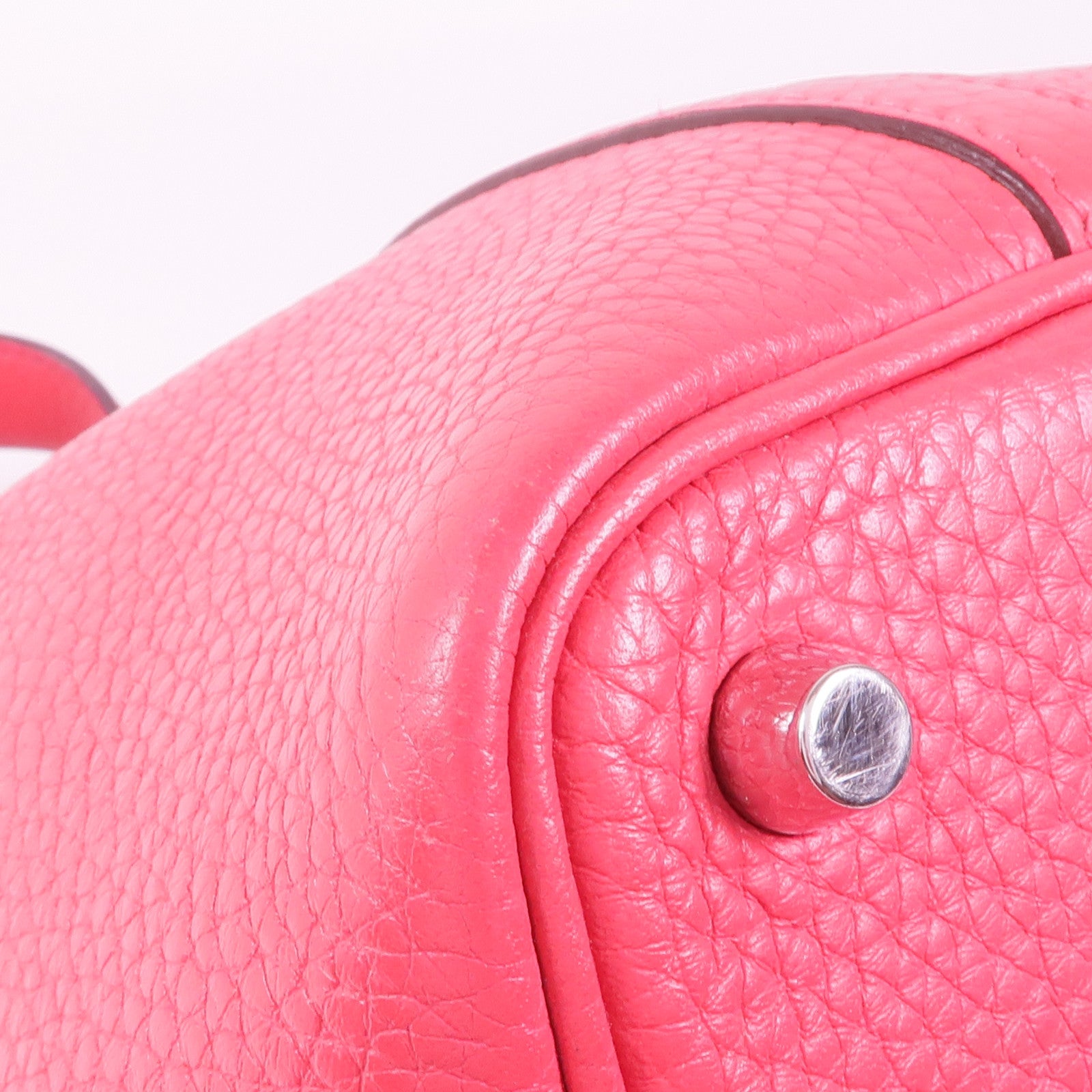 HERMES Clemence皮革Picotin PM銀扣手挽袋Rose Extreme