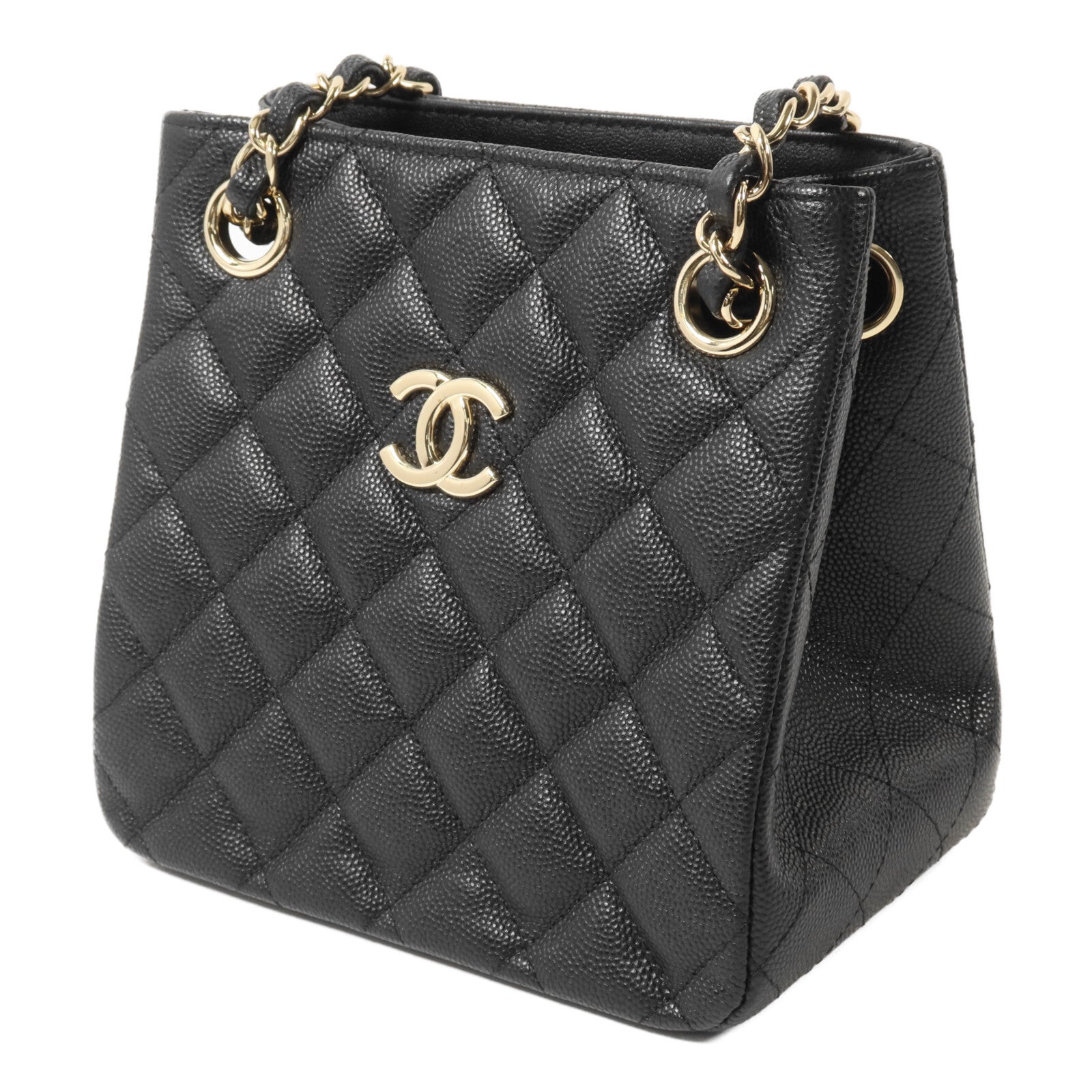 CHANEL 牛皮皮革Mini Bucket鏈帶肩背袋