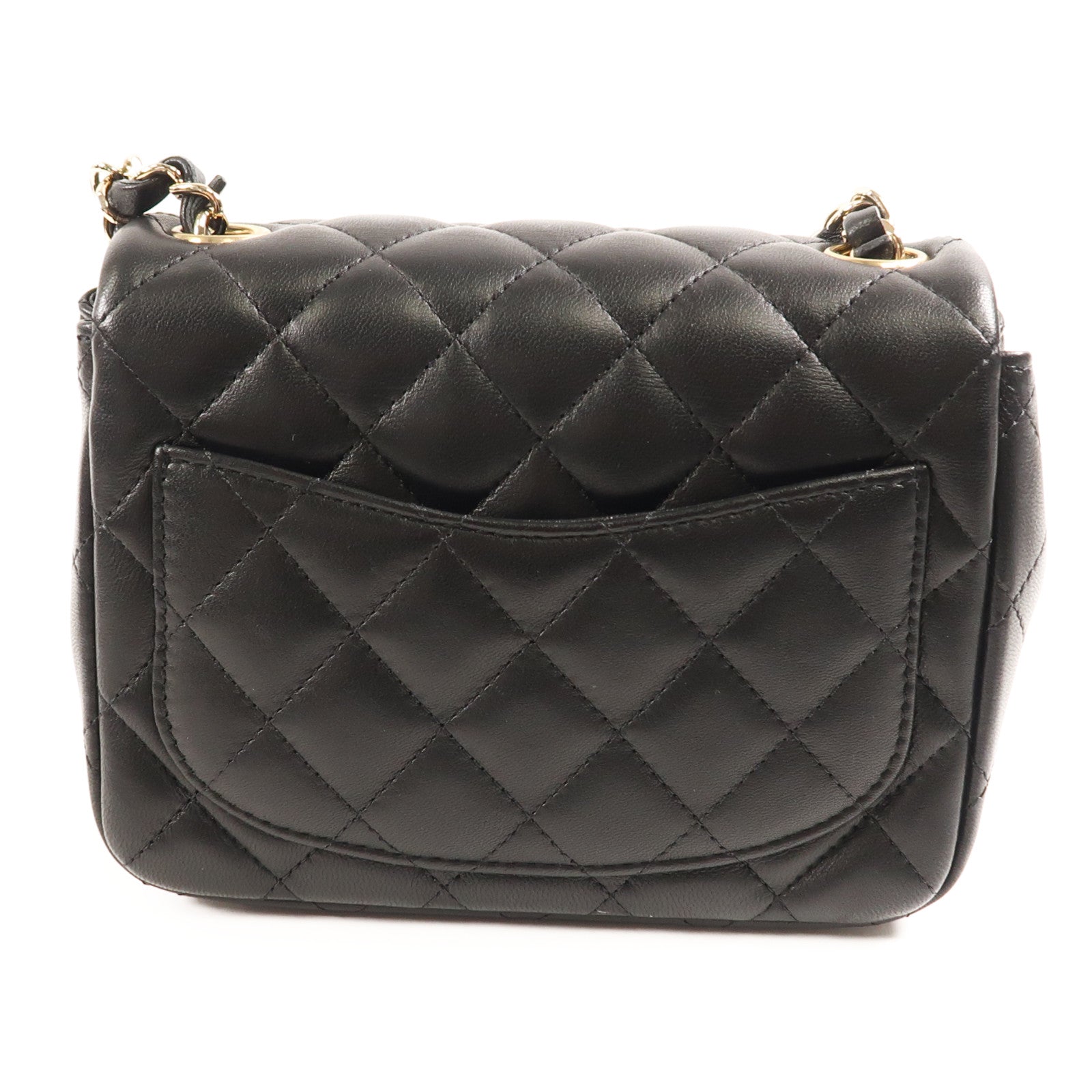 CHANEL 羊皮皮革Mini Classic 17銀扣鏈帶肩背袋