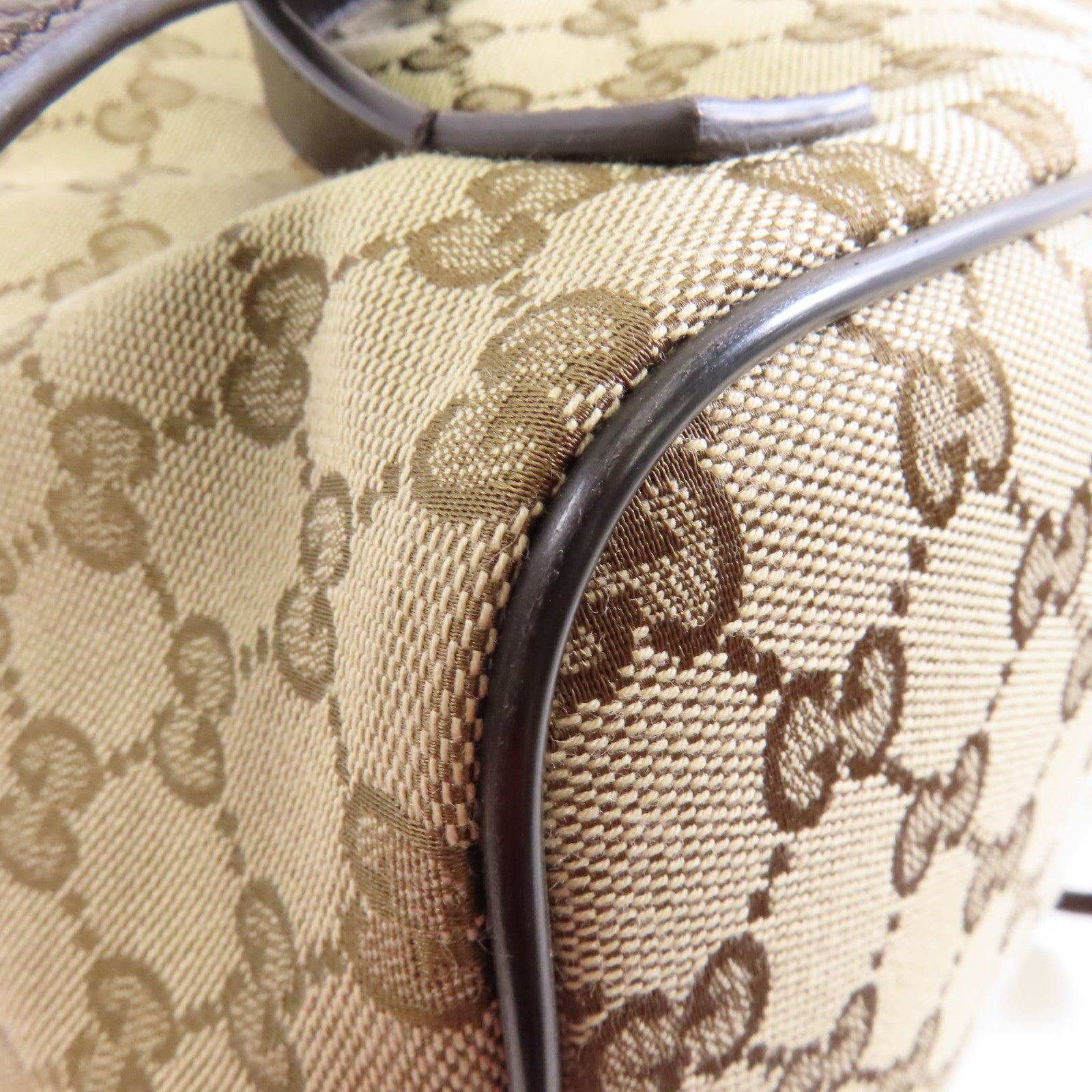 GUCCI 帆布Backpack銀扣背包棕色