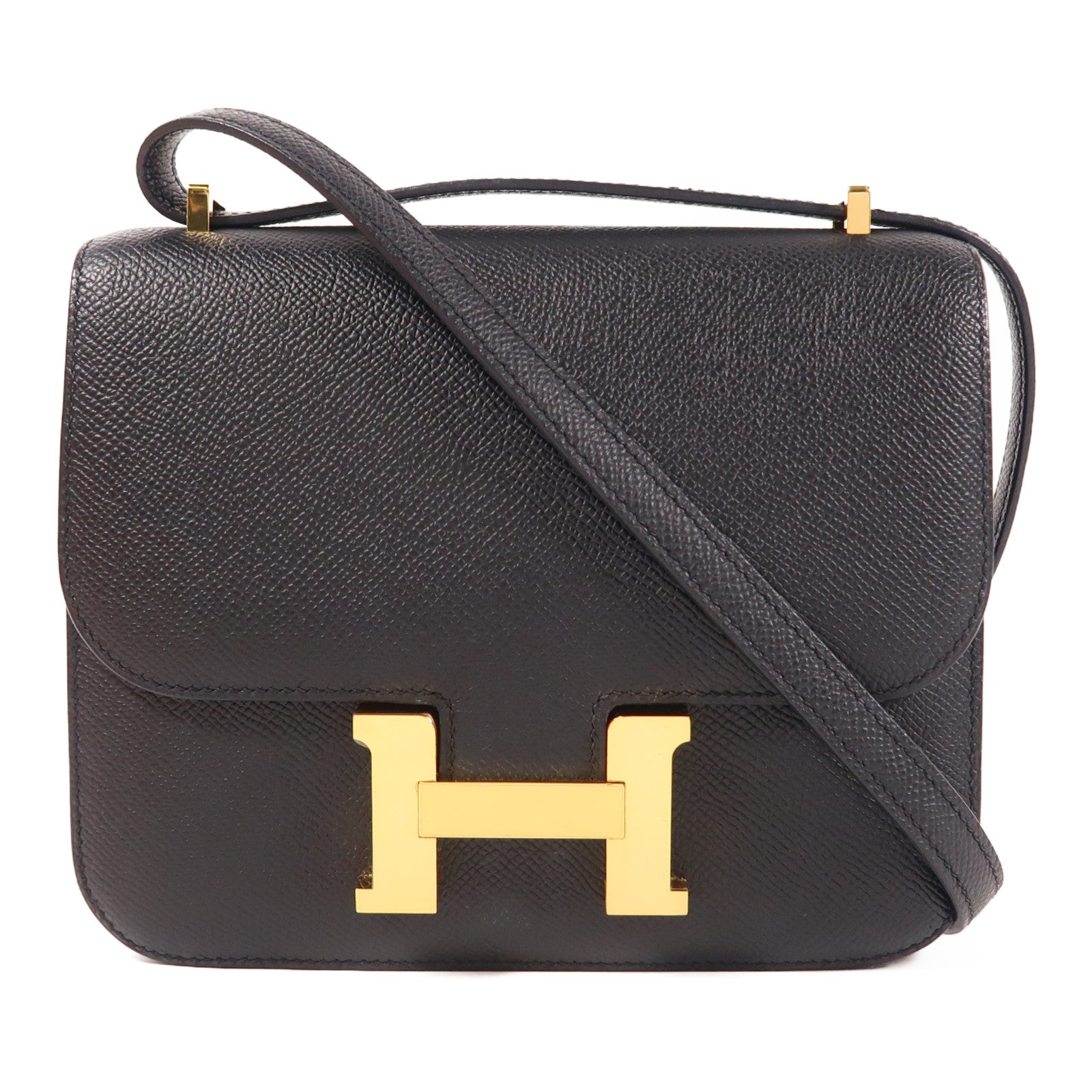 HERMES Epsom皮革Constance Mini肩背袋Noir Black