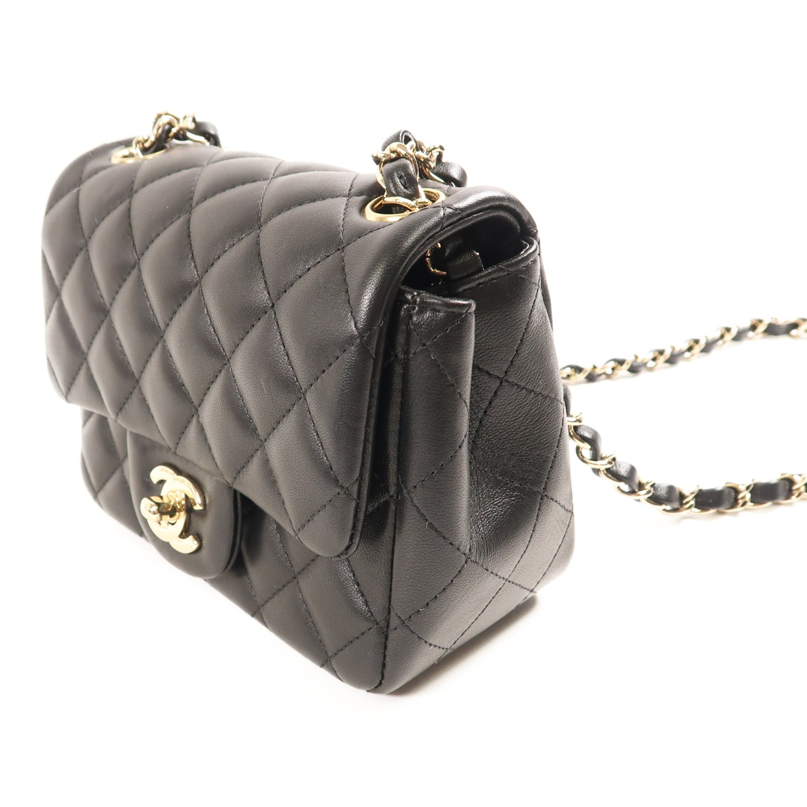 CHANEL 羊皮皮革Mini Classic 17銀扣鏈帶肩背袋
