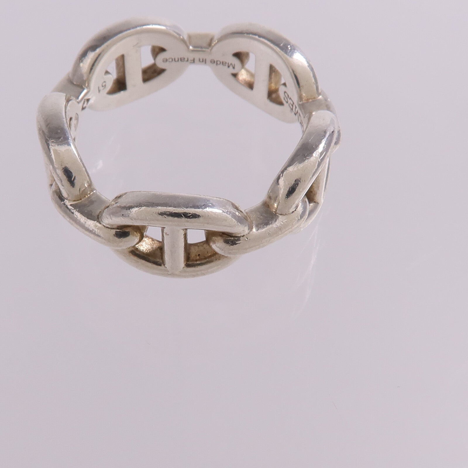 HERMES 925純銀Chaine d'ancre Enchainee Ring戒指US#5.25
