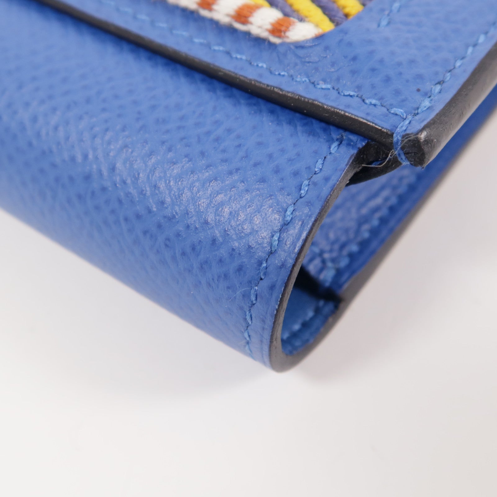 HERMES PHW Passant Long Wallet Epsom Leather Blue