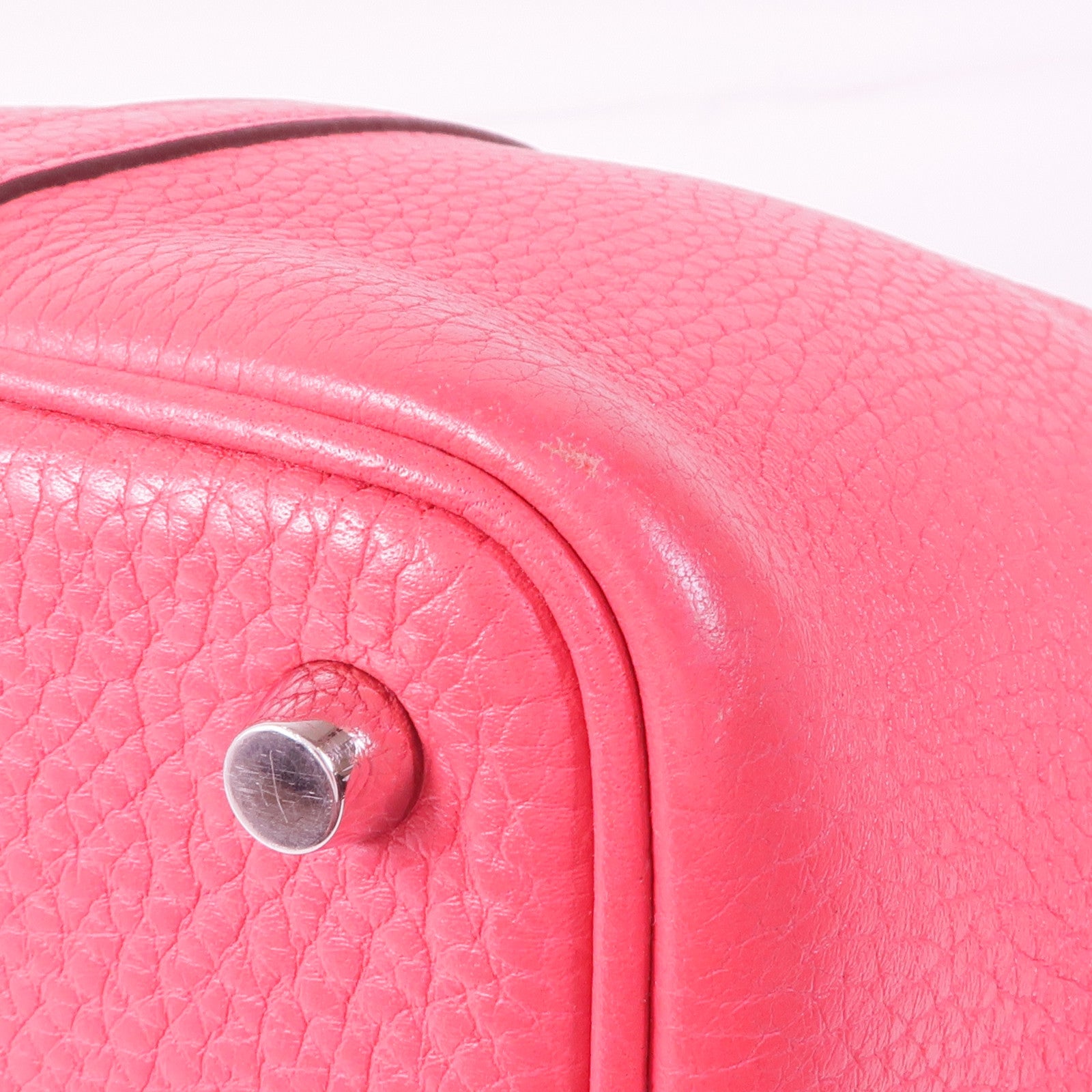 HERMES Clemence皮革Picotin PM銀扣手挽袋Rose Extreme