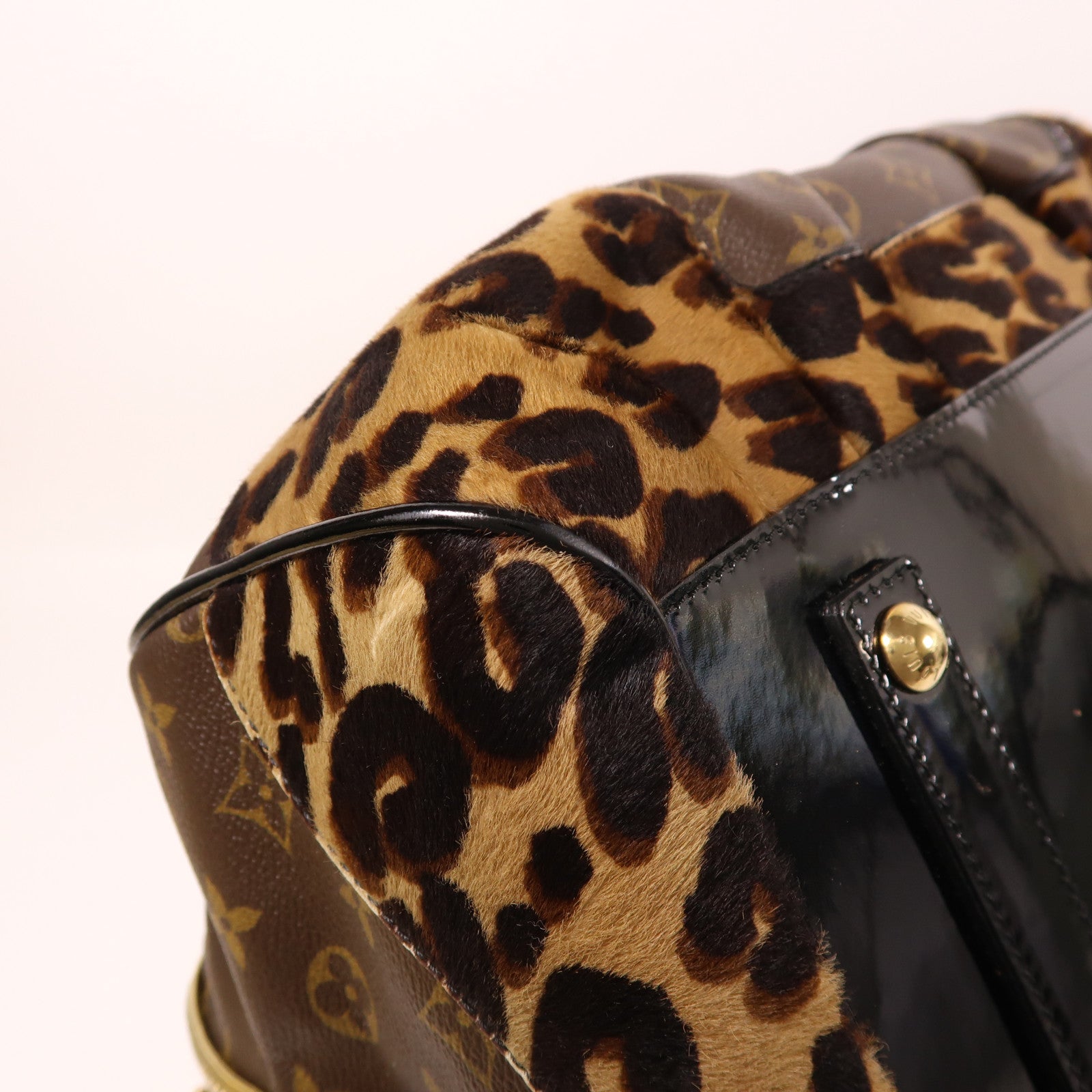 LOUIS VUITTON 【激減優惠】Monogram/蛇皮皮革/馬毛Leopard Steven金扣手挽肩背兩用袋