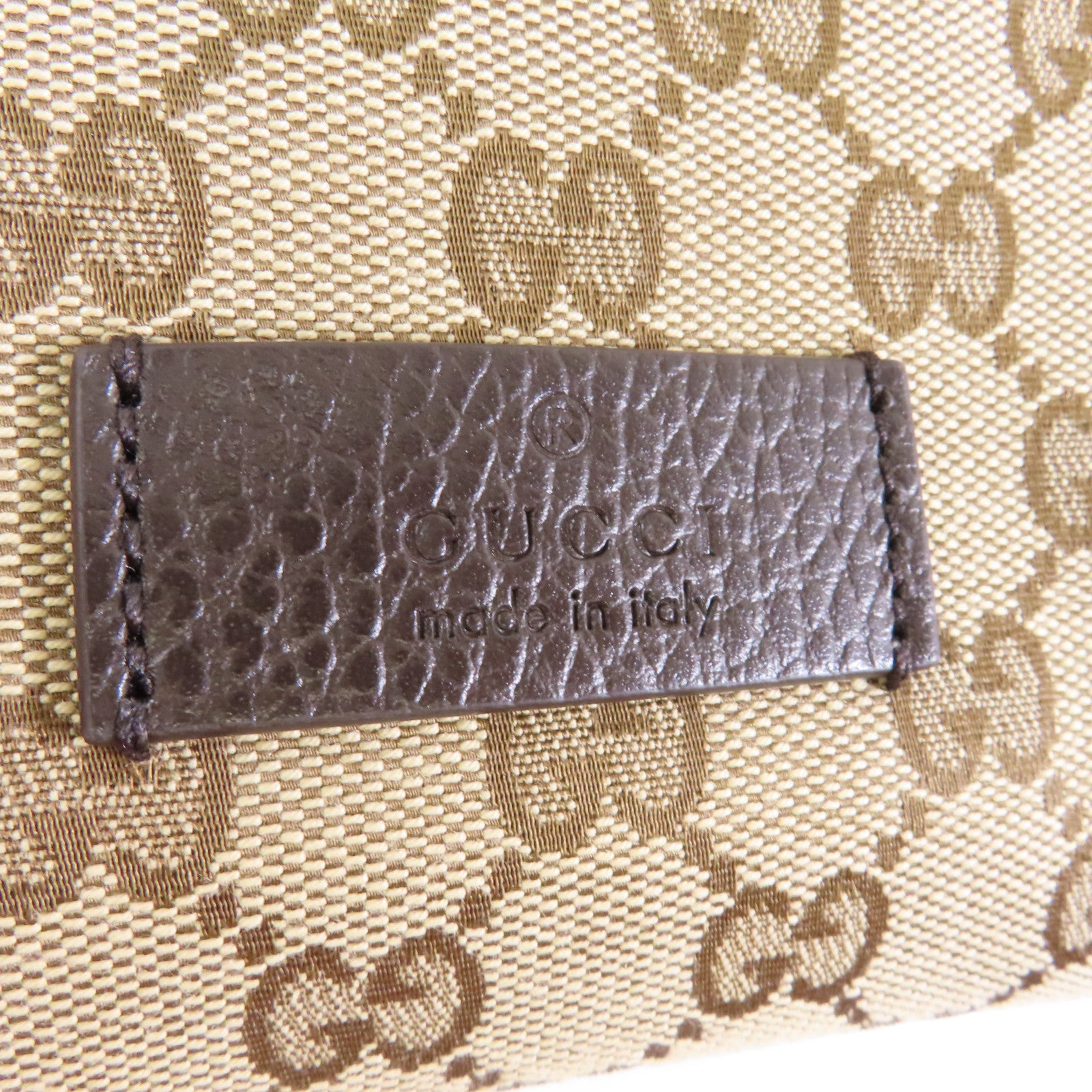 GUCCI 帆布Backpack銀扣背包棕色