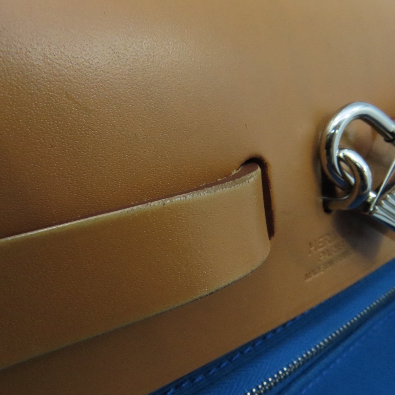 HERMES Canvas Herbag PM Silver Buckle Hand Shoulder Dual-use Bag Blue Izmir Blue