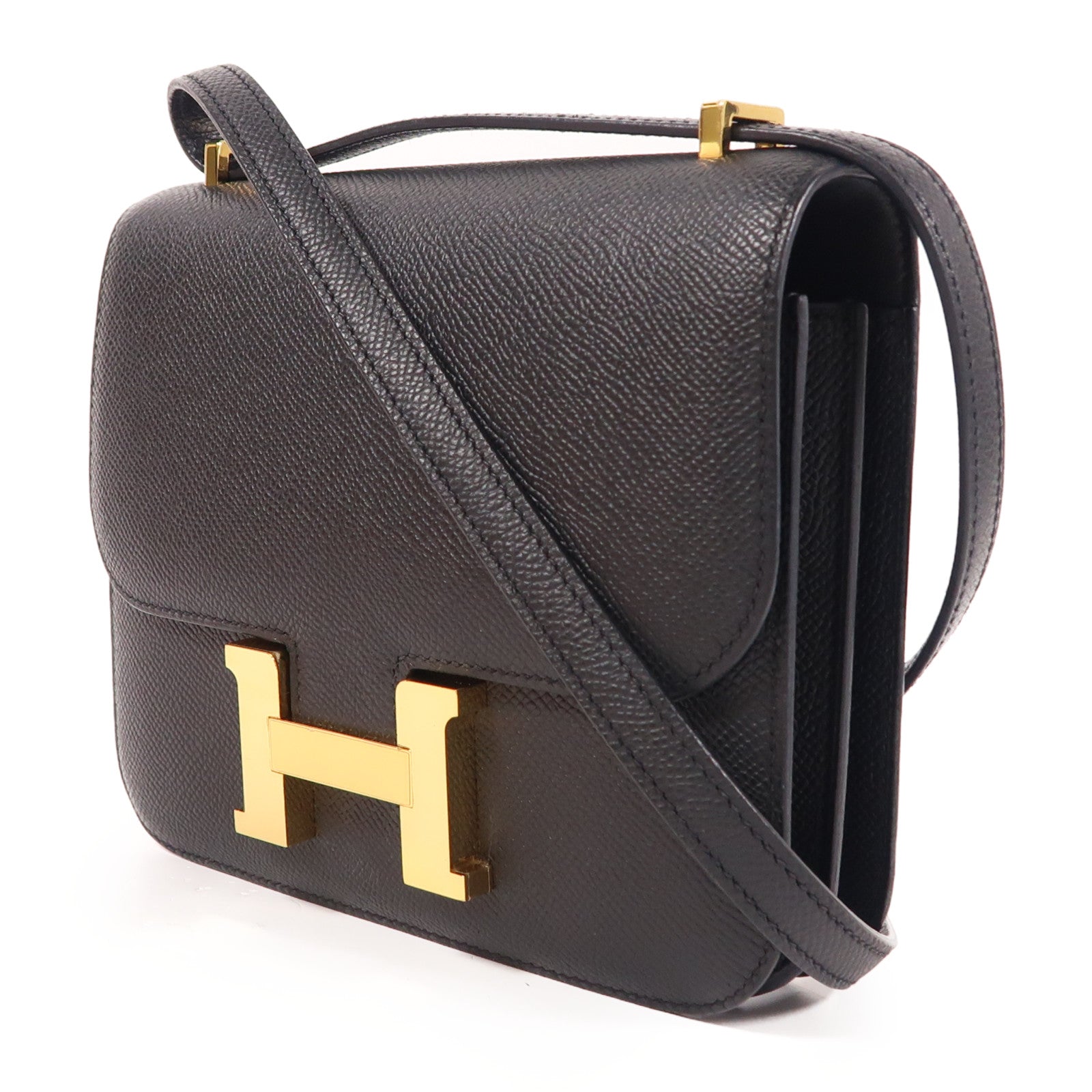 HERMES Epsom皮革Constance Mini肩背袋Noir Black