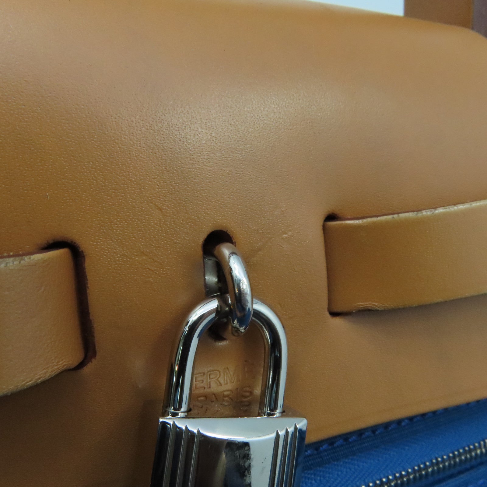 HERMES Canvas Herbag PM Silver Buckle Hand Shoulder Dual-use Bag Blue Izmir Blue