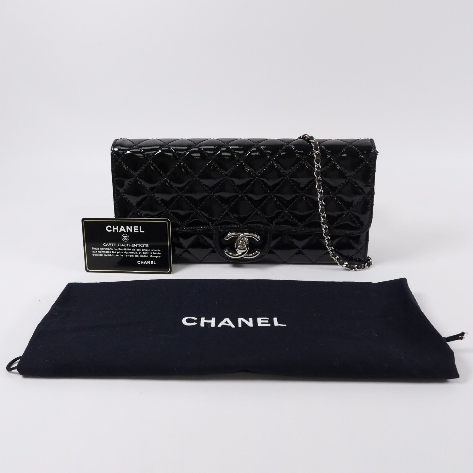 CHANEL 漆皮皮革Classic East West鏈帶肩背袋