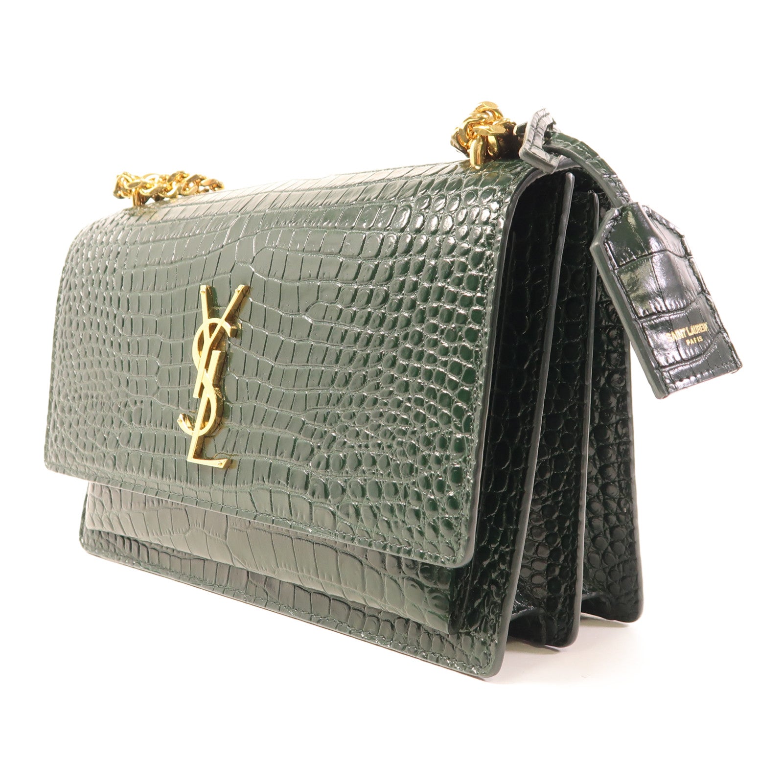 SAINT LAURENT 牛皮皮革Sunset Medium金扣鏈帶肩背袋