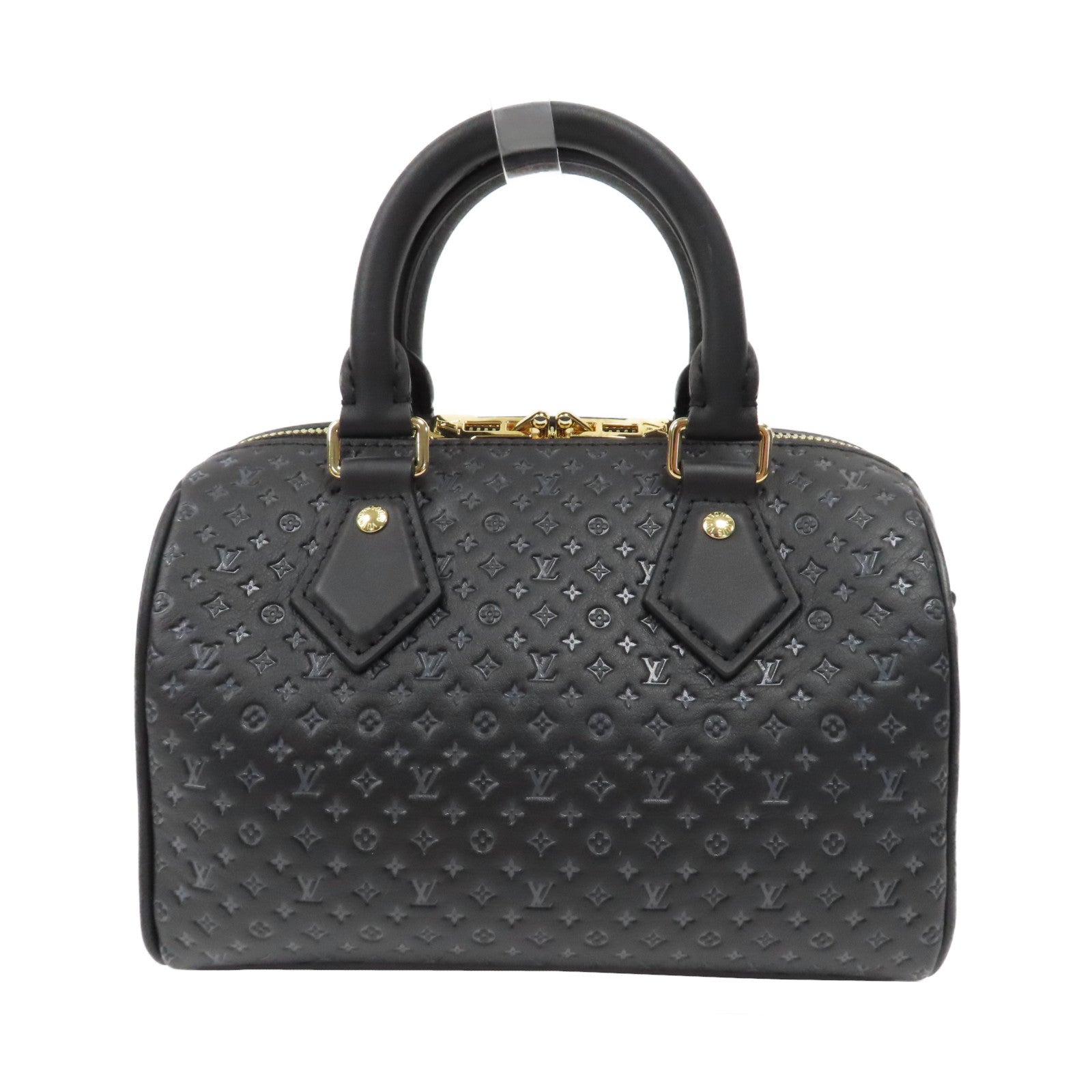 LOUIS VUITTON Nanogram Speedy Bandouliere 20金扣手挽肩背兩用袋黑色