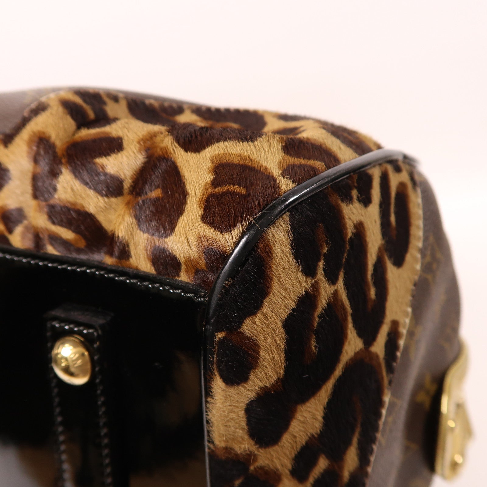 LOUIS VUITTON 【激減優惠】Monogram/蛇皮皮革/馬毛Leopard Steven金扣手挽肩背兩用袋