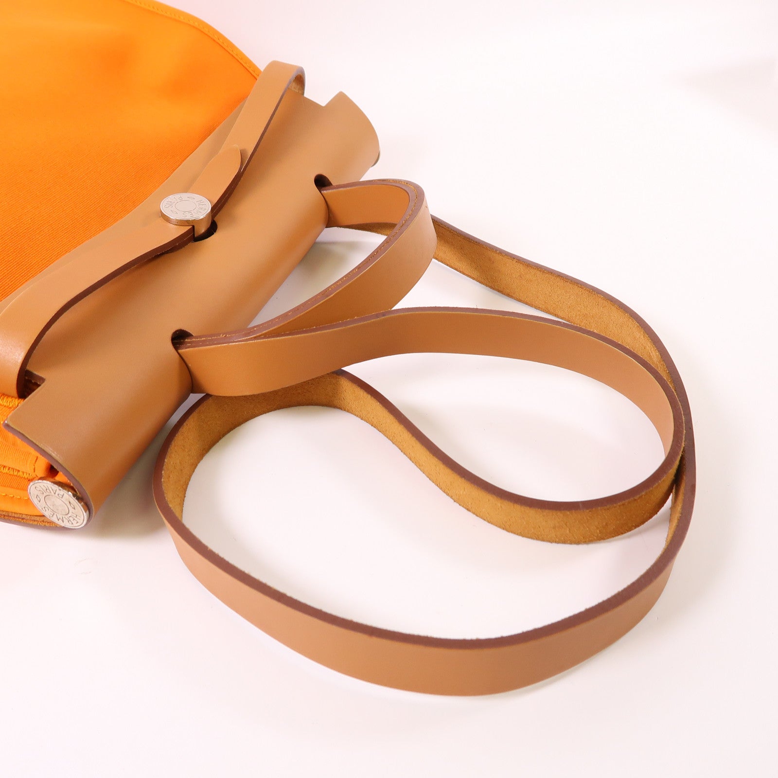 HERMES 帆布Herbag PM銀扣手挽肩背兩用袋93 Orange