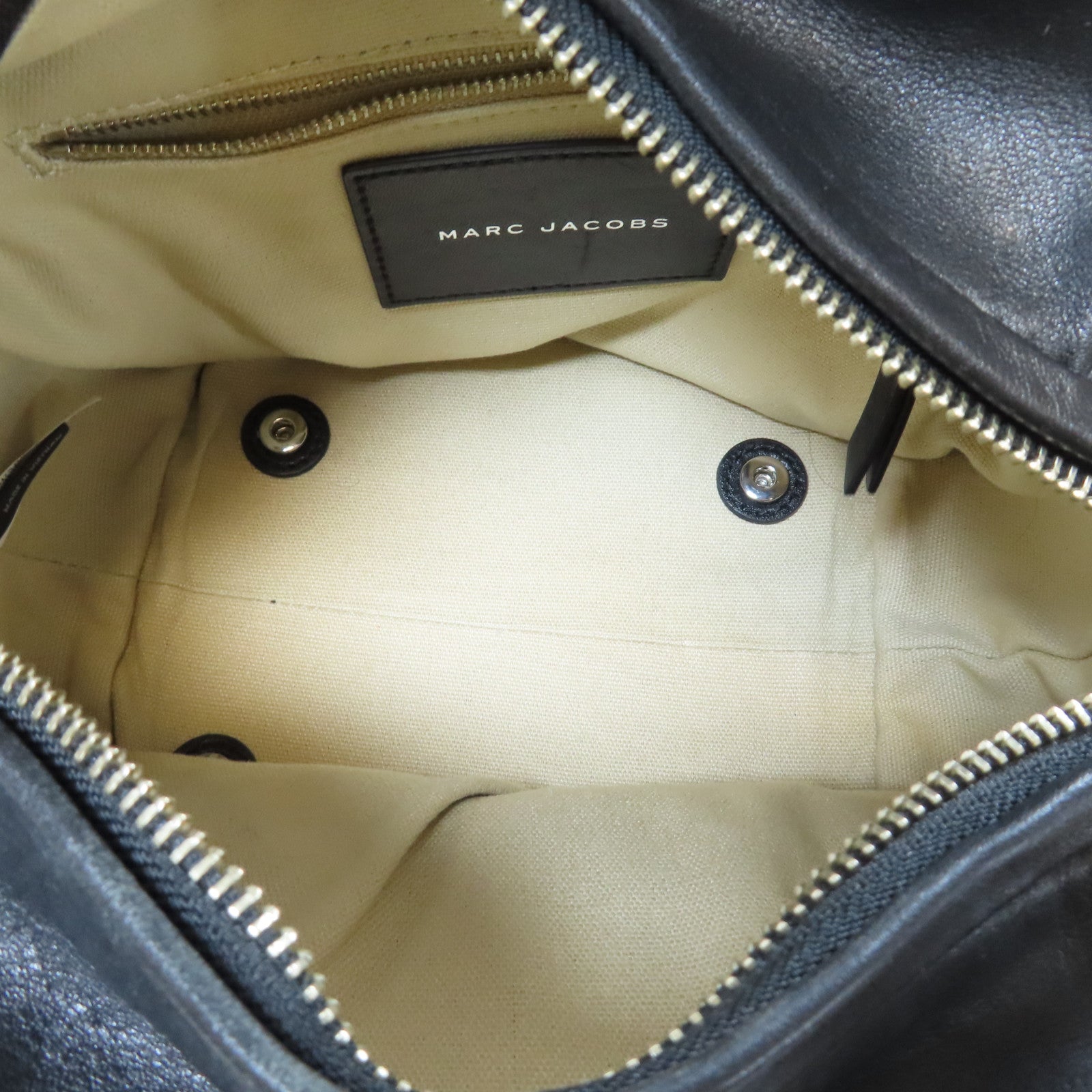 MARC JACOBS 【激減優惠】牛皮皮革2 Way Shoulder Bag銀扣手挽肩背兩用袋黑色