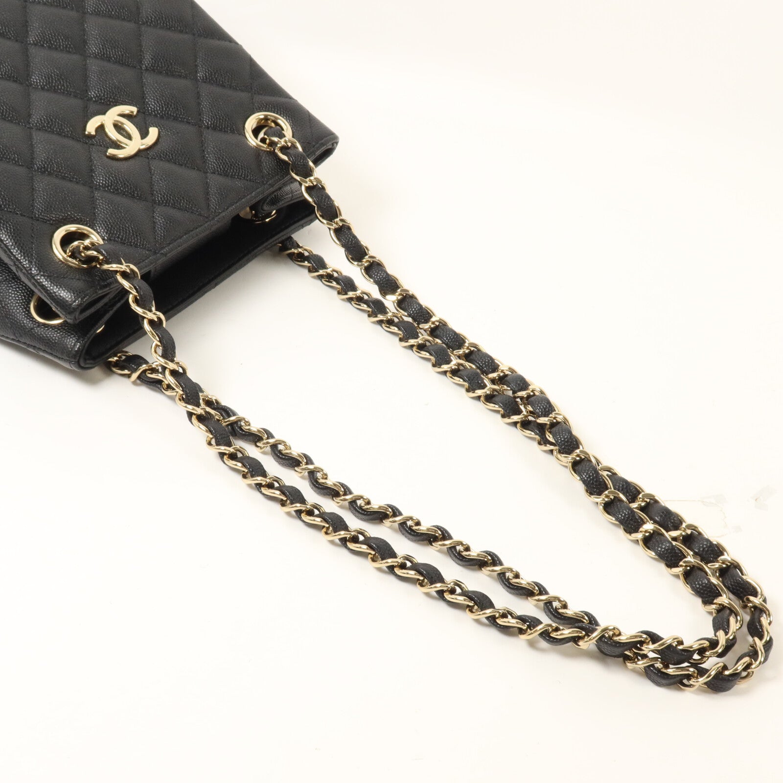 CHANEL 牛皮皮革Mini Bucket鏈帶肩背袋