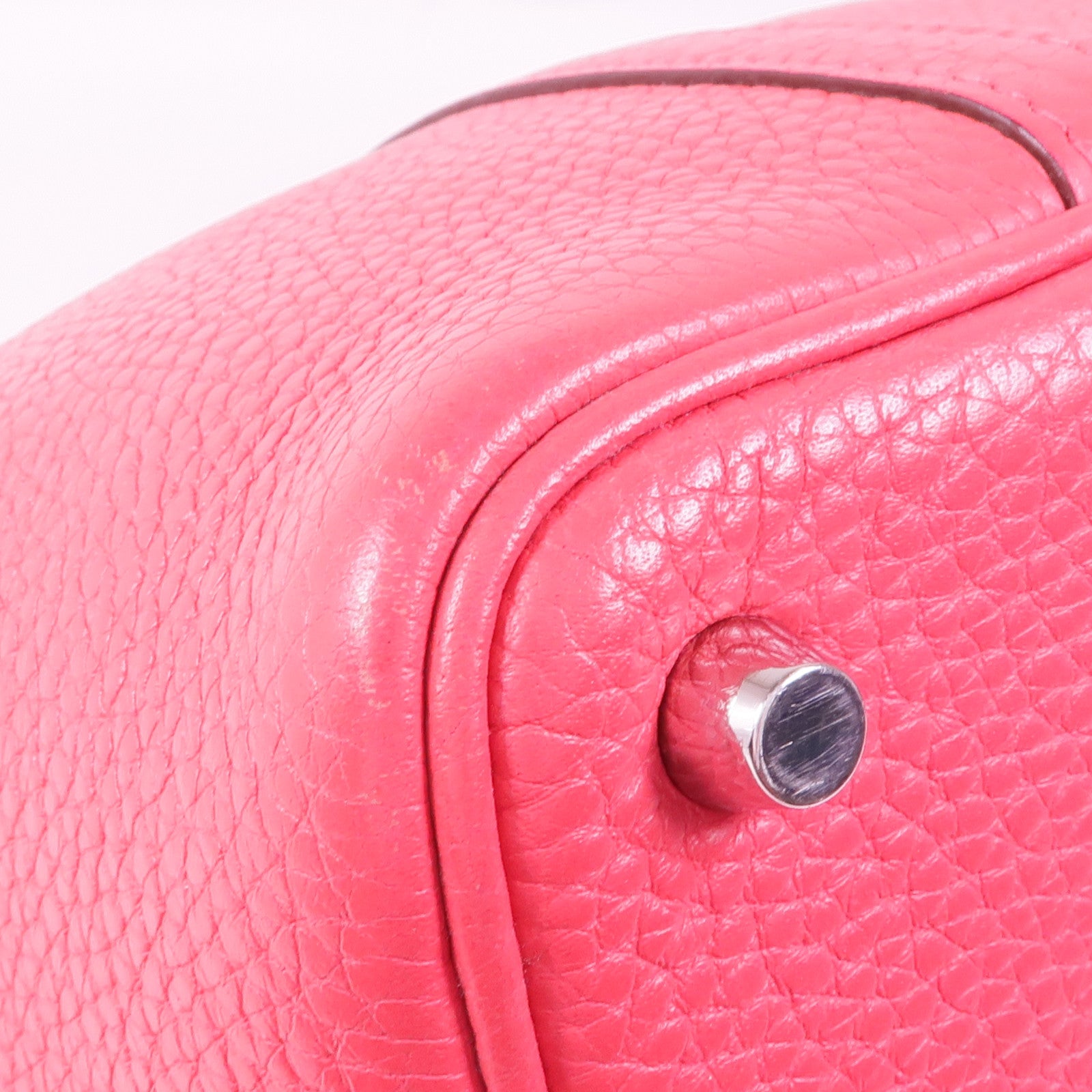 HERMES Clemence皮革Picotin PM銀扣手挽袋Rose Extreme