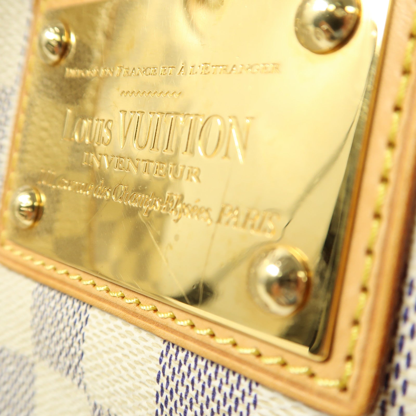 LOUIS VUITTON Damier Azur Galliera PM金扣肩背袋白色