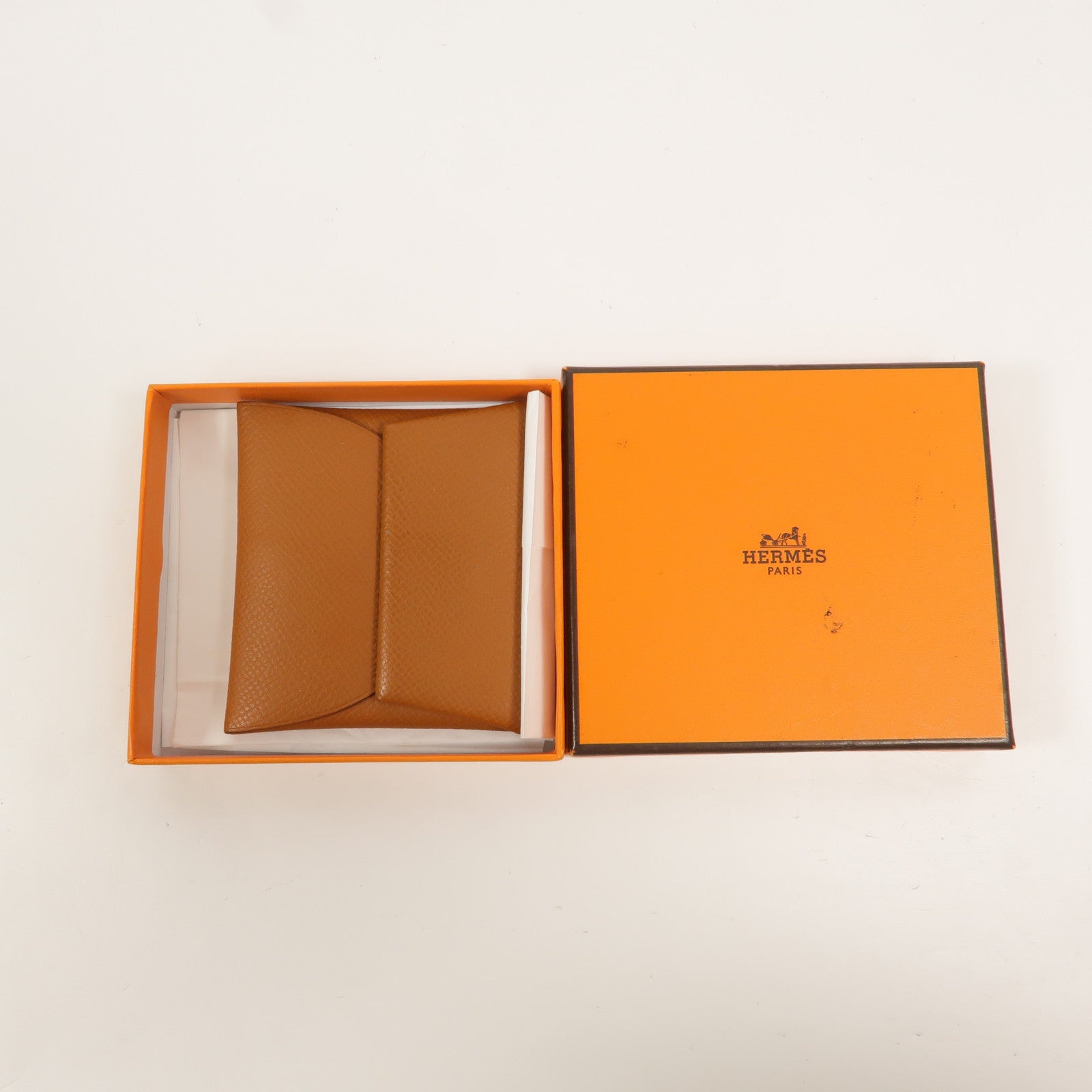 HERMES Epsom皮革Bastia零錢包Gold
