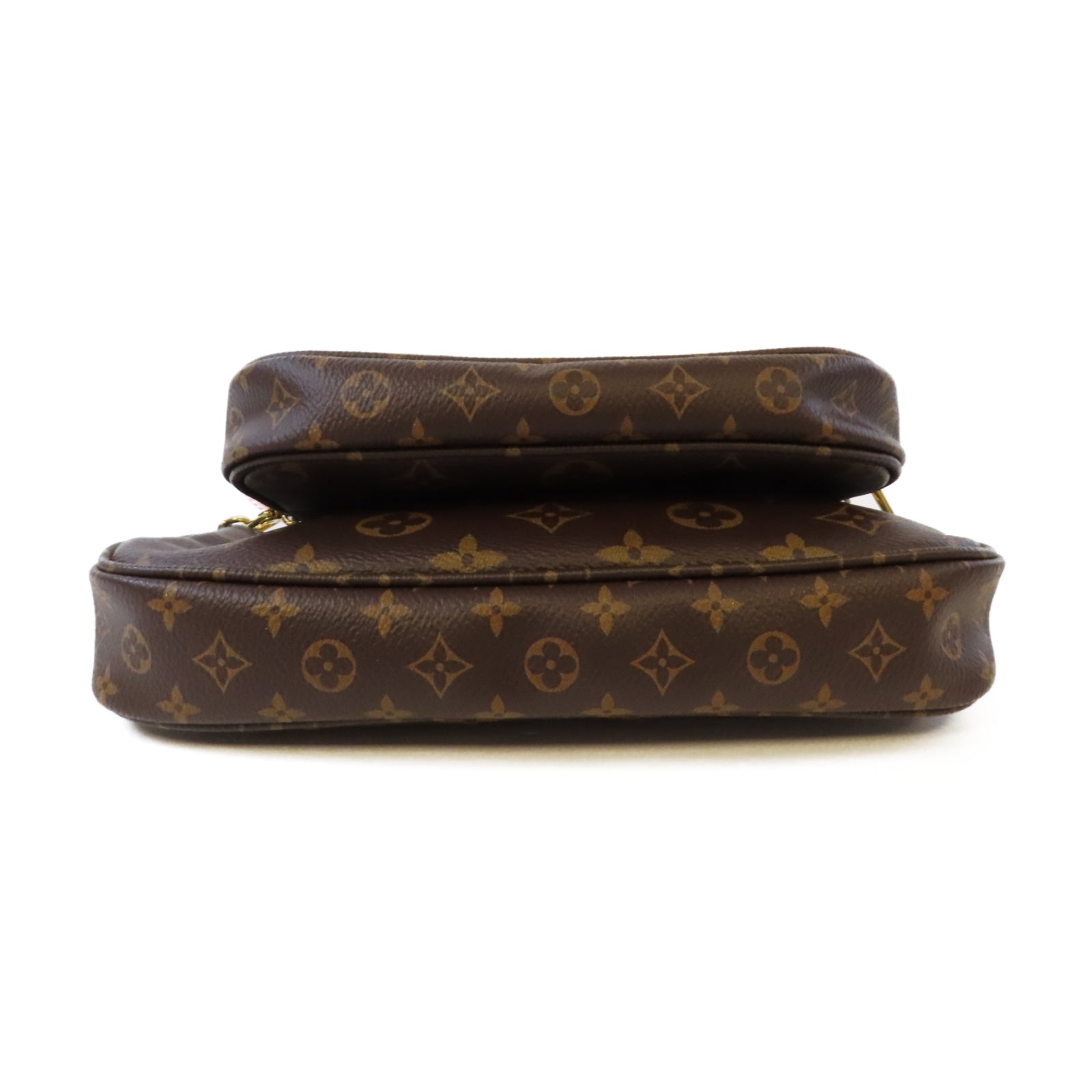 LOUIS VUITTON Monogram Multi Pochette Accessories金扣鏈帶手挽肩背兩用袋啡色/粉紅色