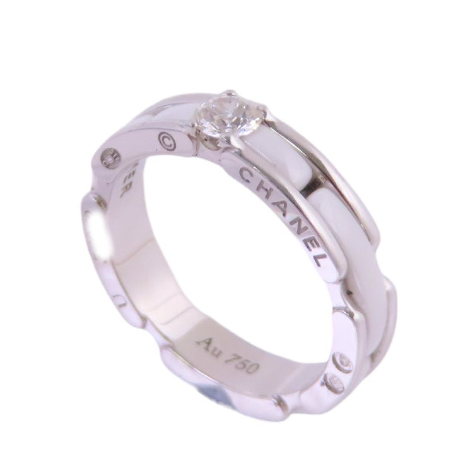 CHANEL 18K白金/陶瓷Diamond Ultra Ring戒指#51/US#5.25