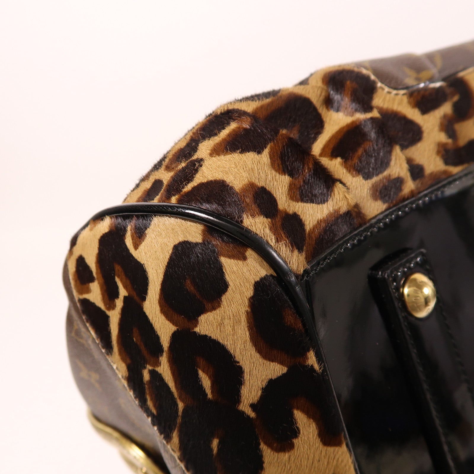 LOUIS VUITTON 【激減優惠】Monogram/蛇皮皮革/馬毛Leopard Steven金扣手挽肩背兩用袋