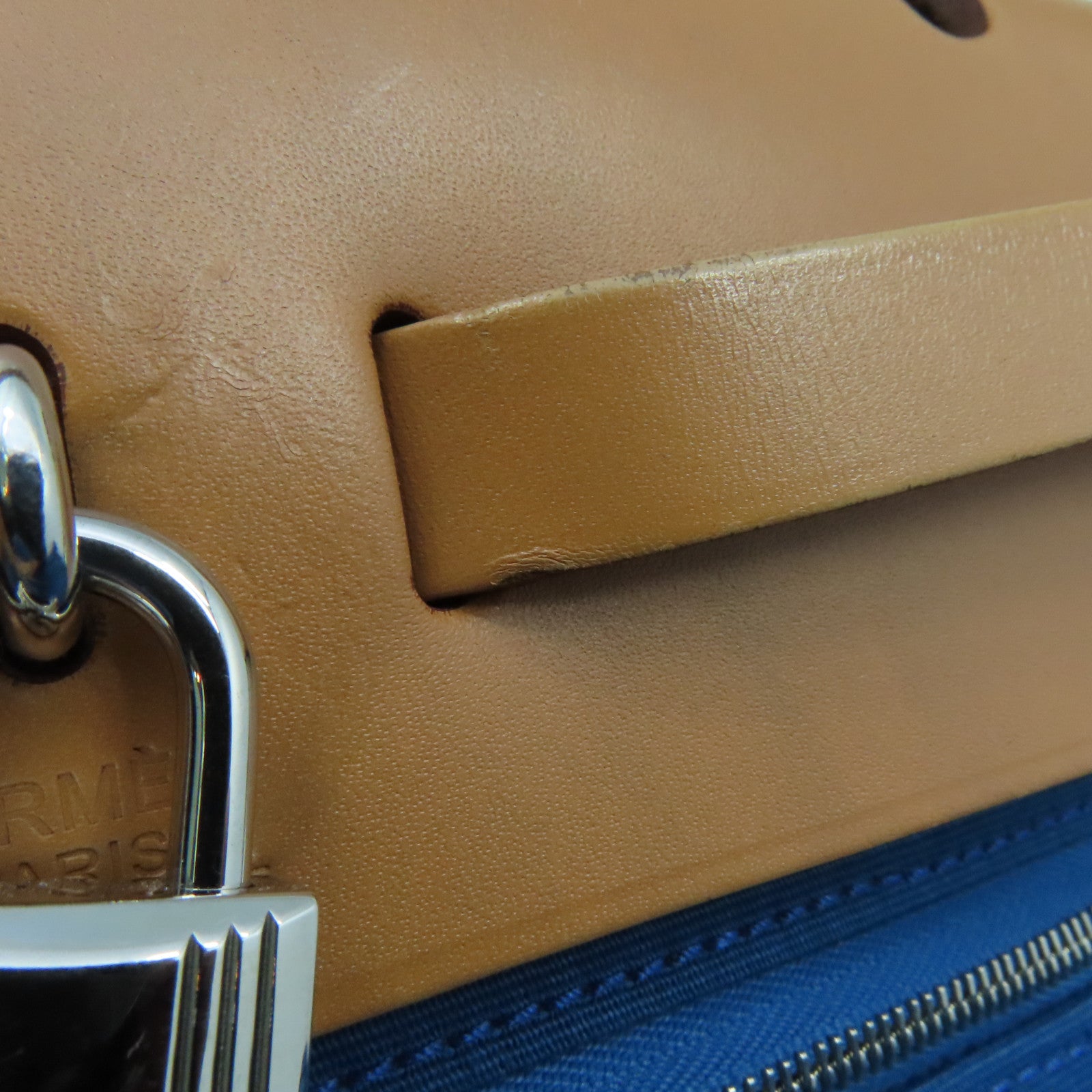 HERMES Canvas Herbag PM Silver Buckle Hand Shoulder Dual-use Bag Blue Izmir Blue