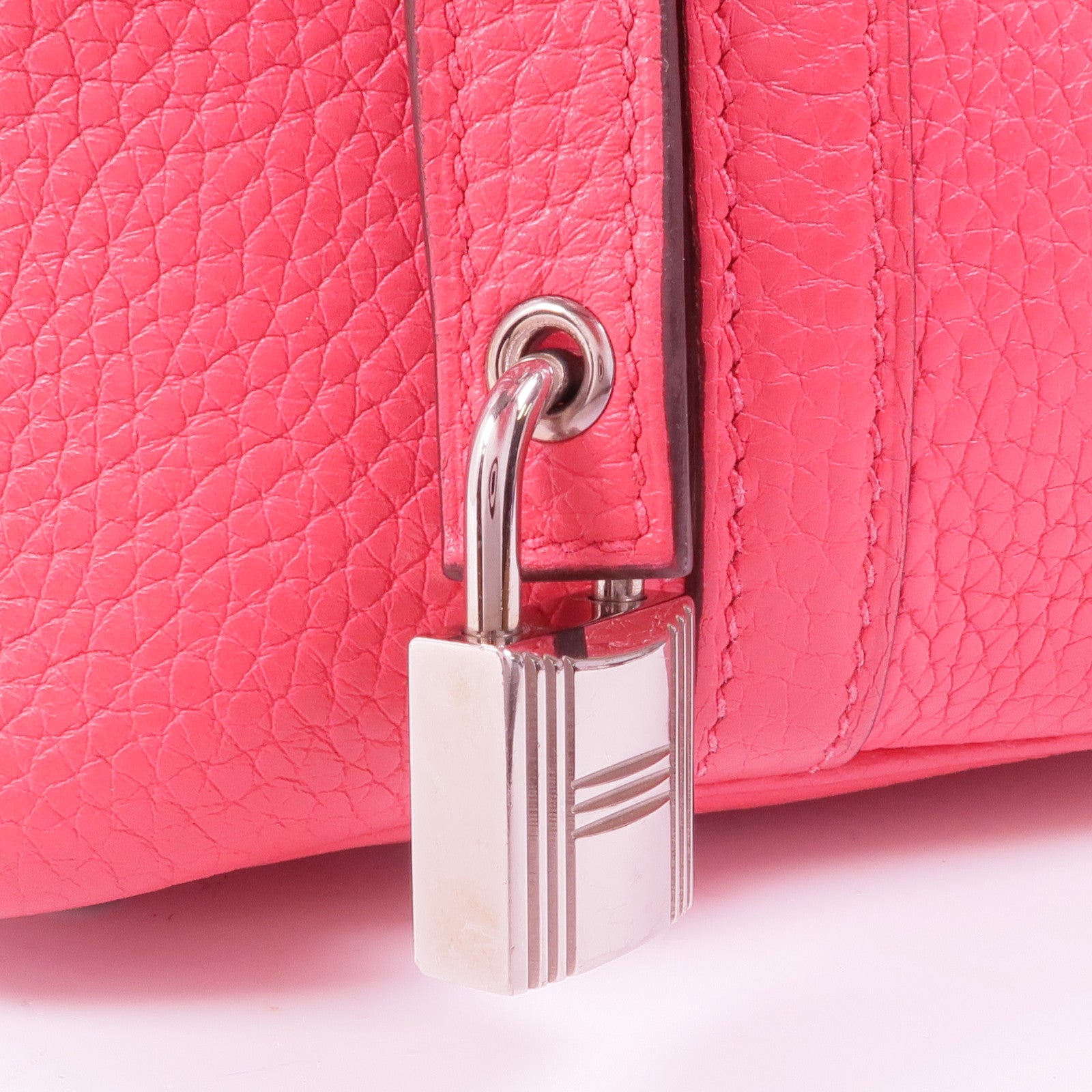 HERMES Clemence皮革Picotin PM銀扣手挽袋Rose Extreme